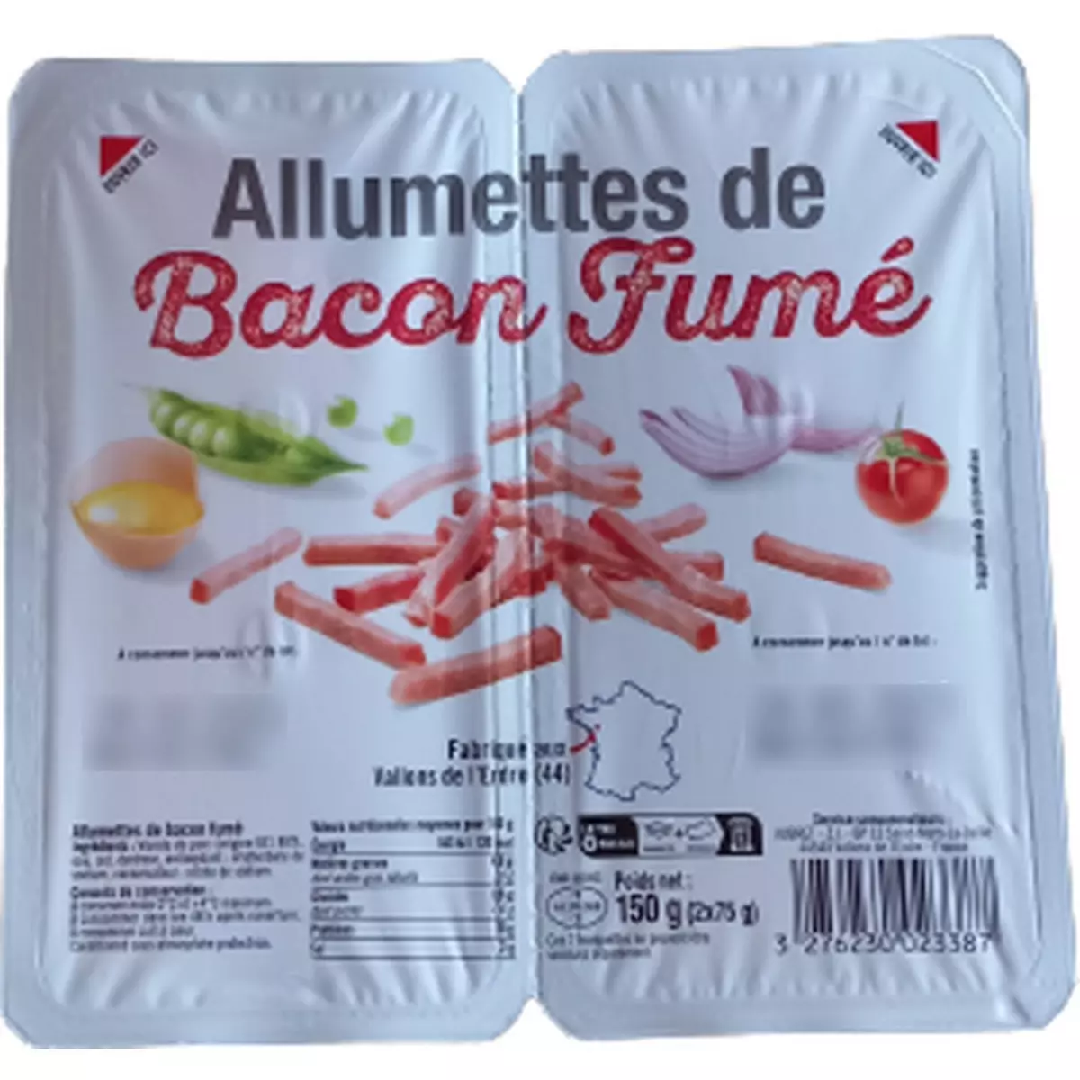 Allumettes de bacon fumé 2x75g 150g