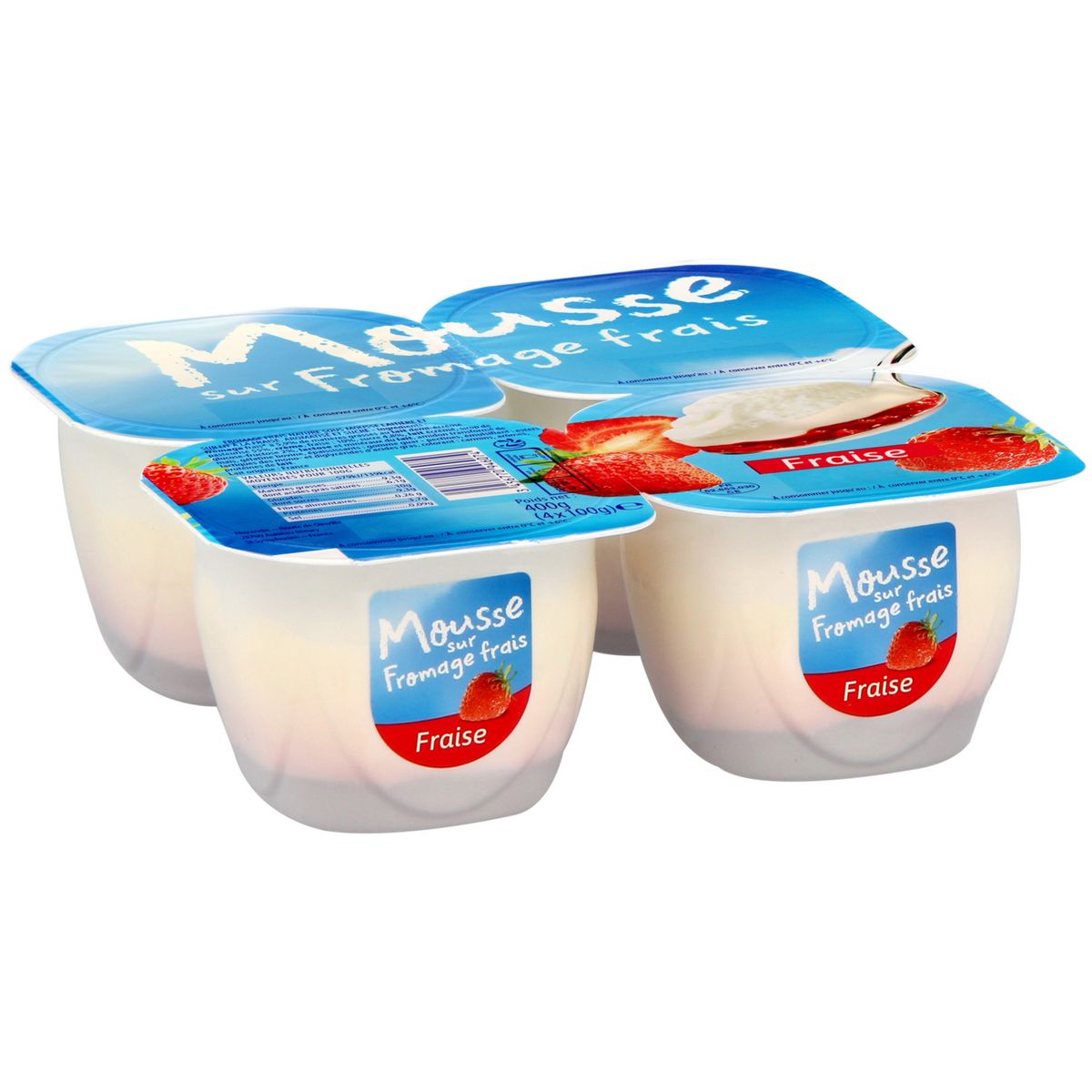 DISCOUNT Mousse au fromage frais sur lit de fraises 4x100g