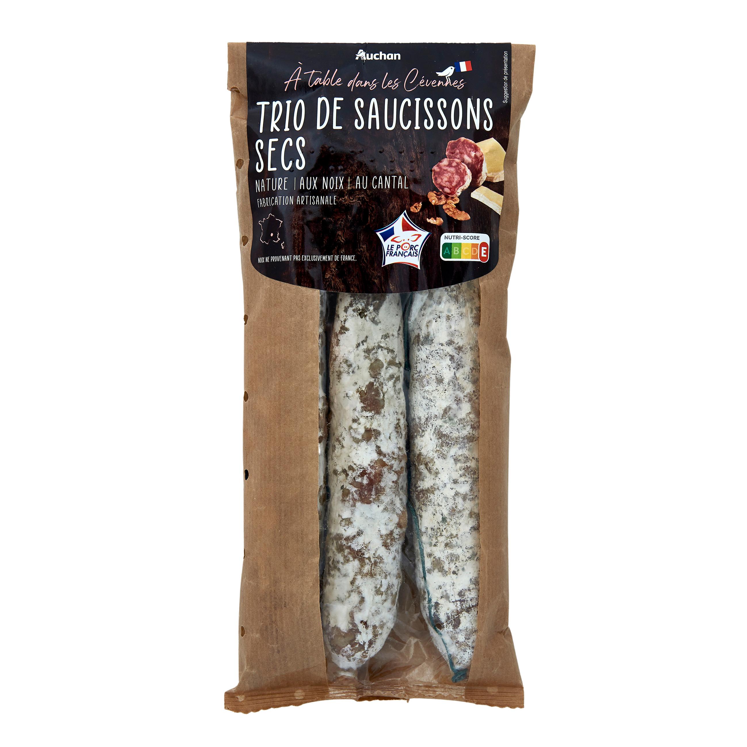 Voir la diapositive 3 : AUCHAN TERROIR Trio saucisson des Cévennes 3 pièces 345g