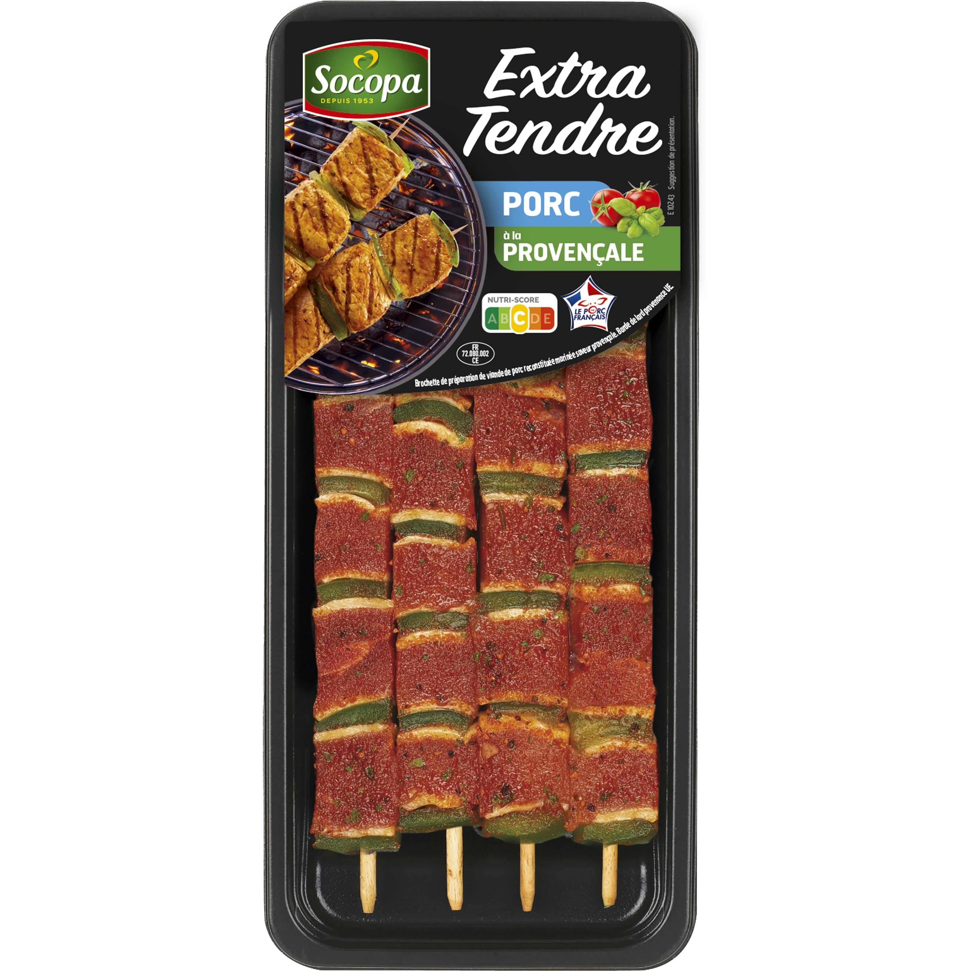 SOCOPA Brochettes de porcs à la provençale extra tendre 4 pièces 340g