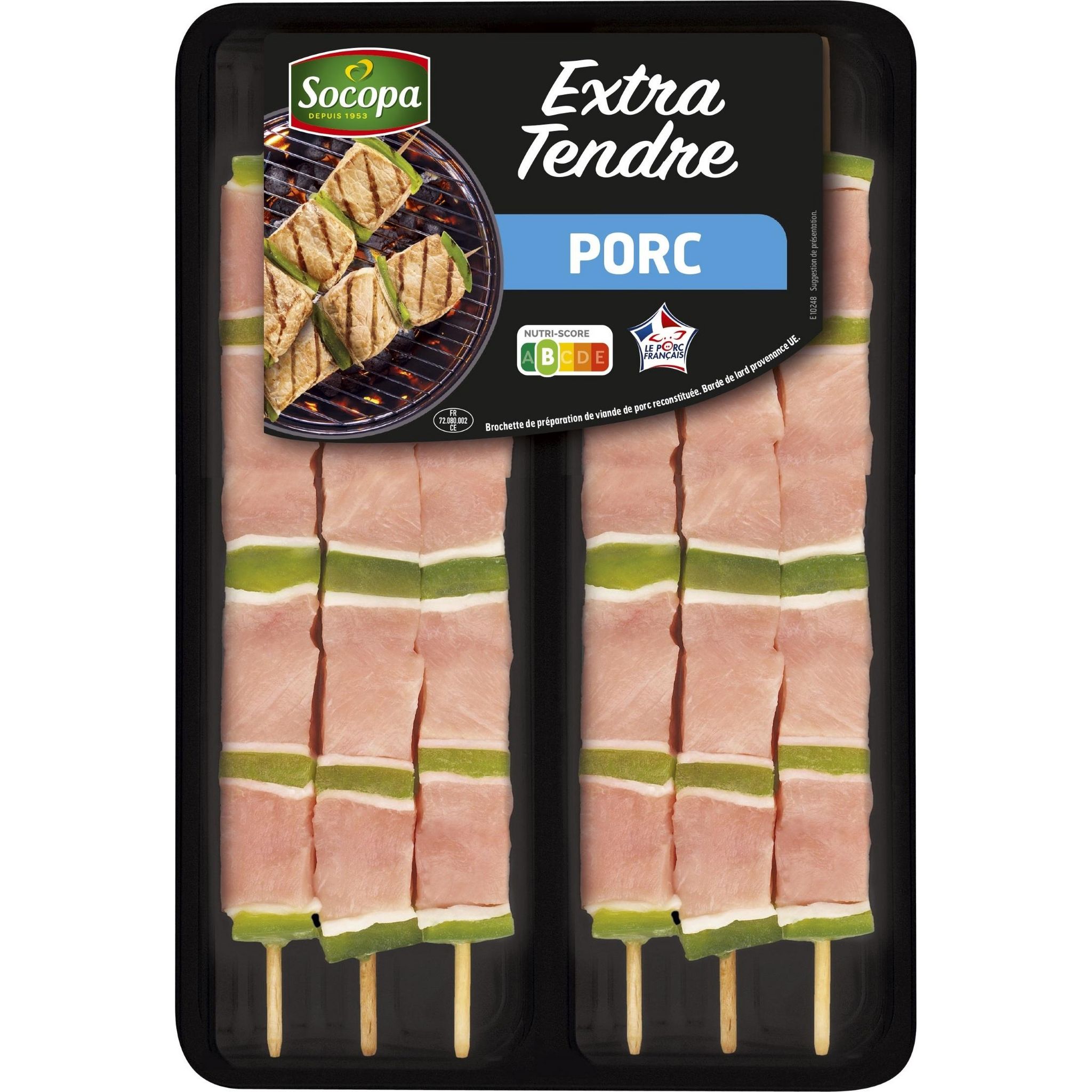 SOCOPA Brochettes de porc extra tendre 6 pièces 510g