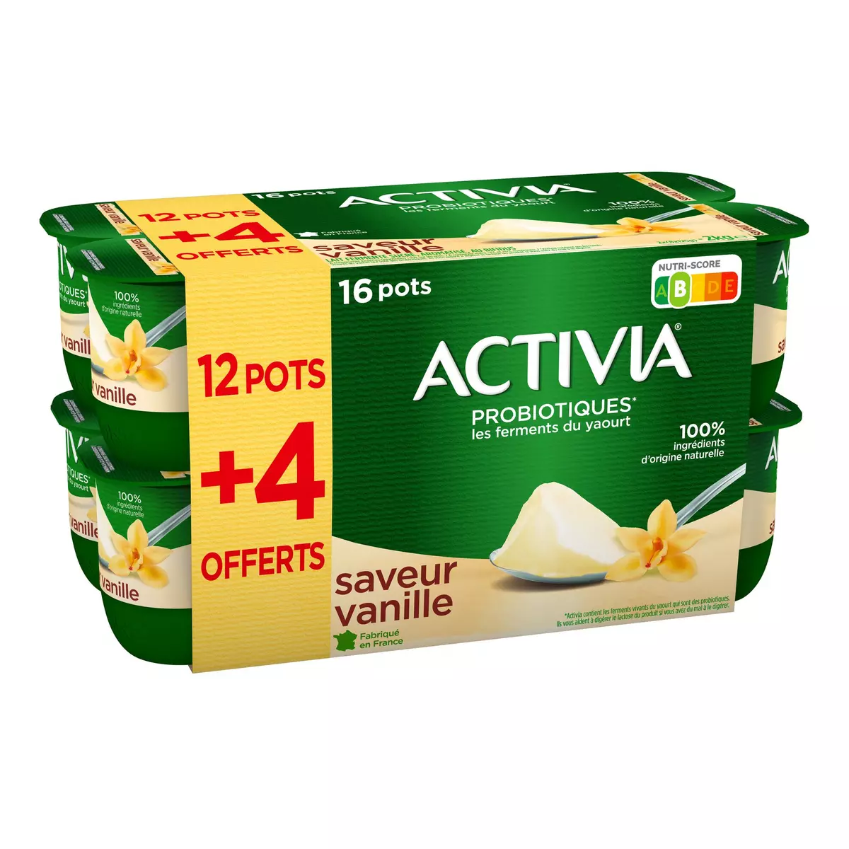 ACTIVIA Probiotiques - Yaourt au bifidus à la vanille 12 + 4 offerts 16x125g