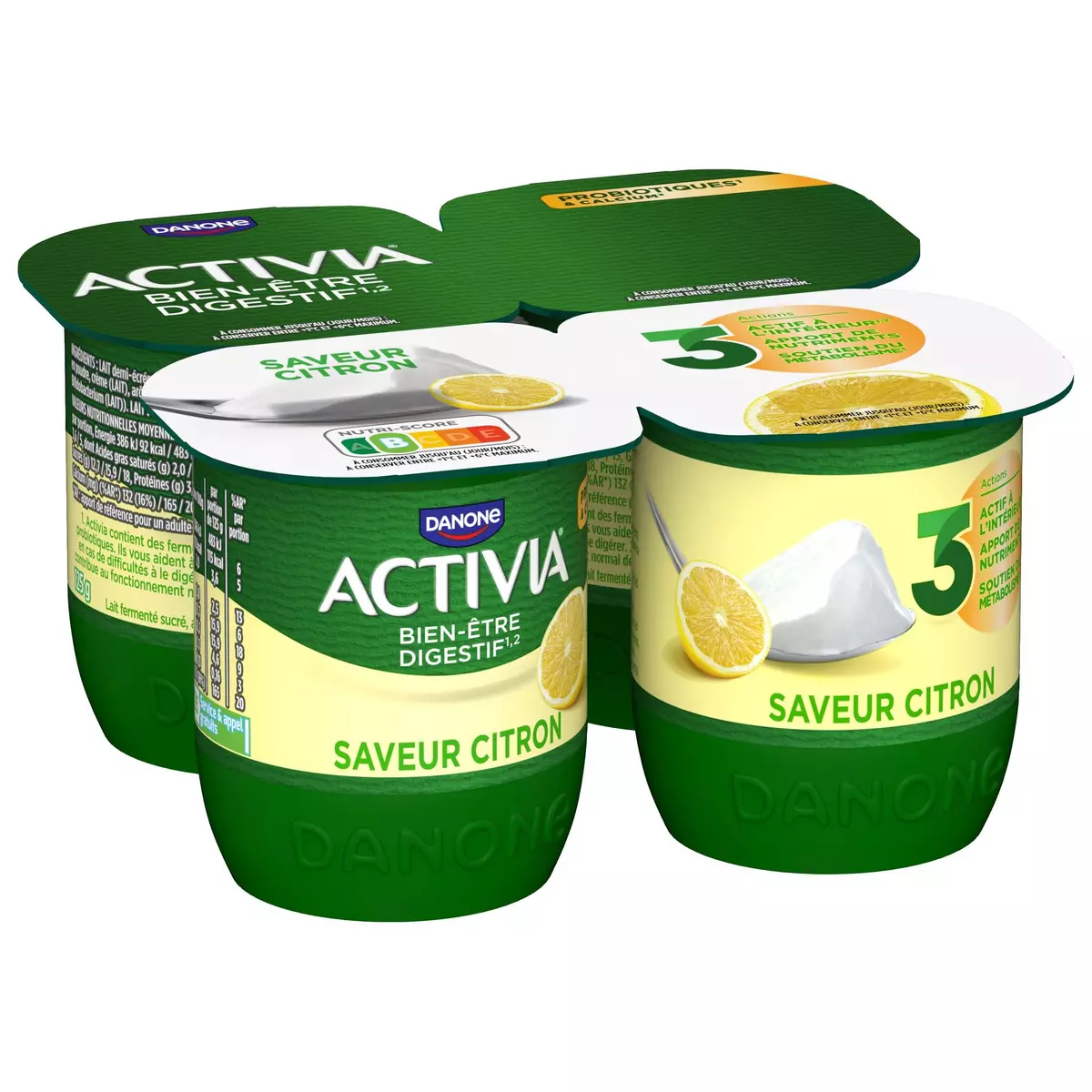 ACTIVIA Probiotiques - Yaourt au bifidus au citron 4x125g