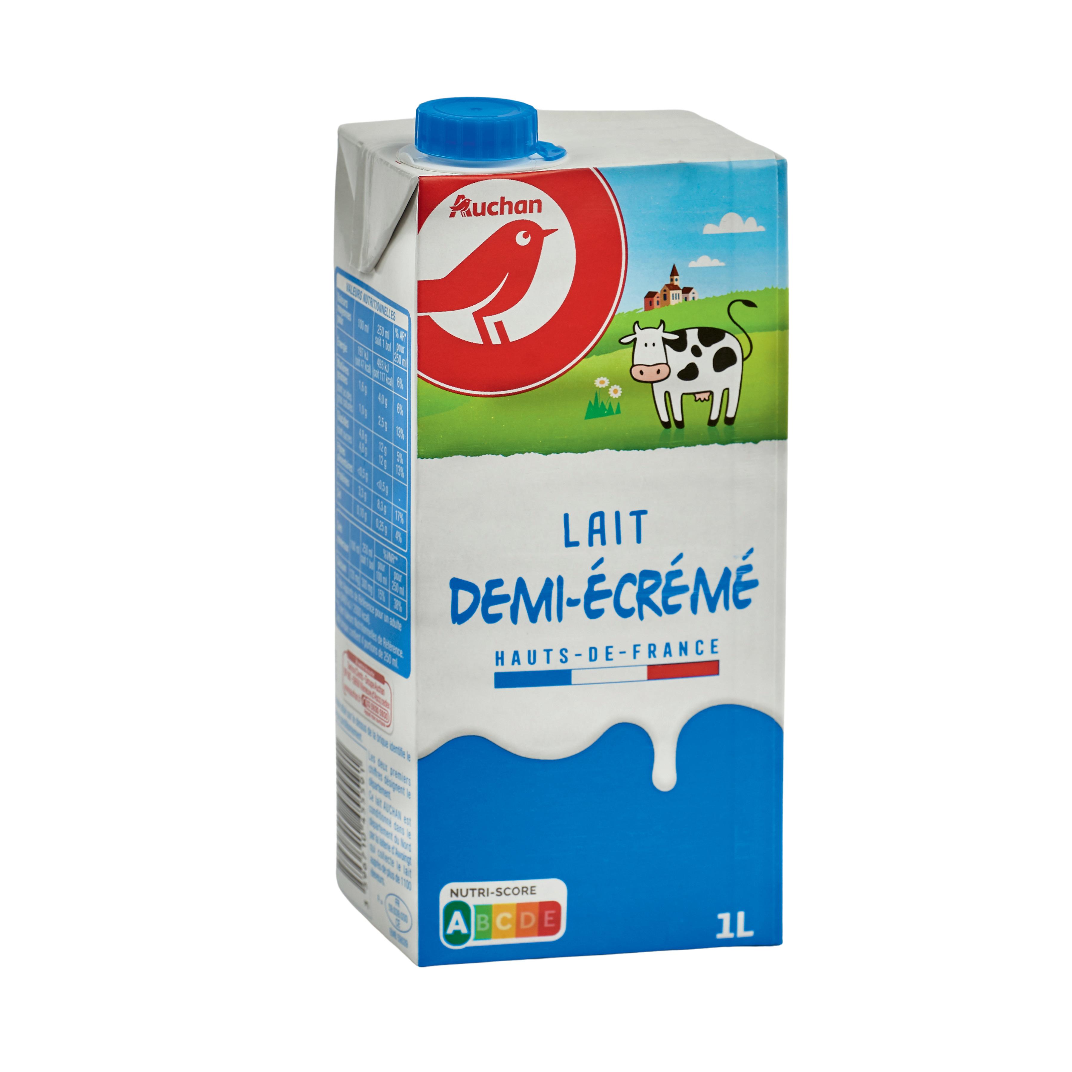 Voir la diapositive 2 : AUCHAN Lait des Hauts de France demi-écrémé 1l