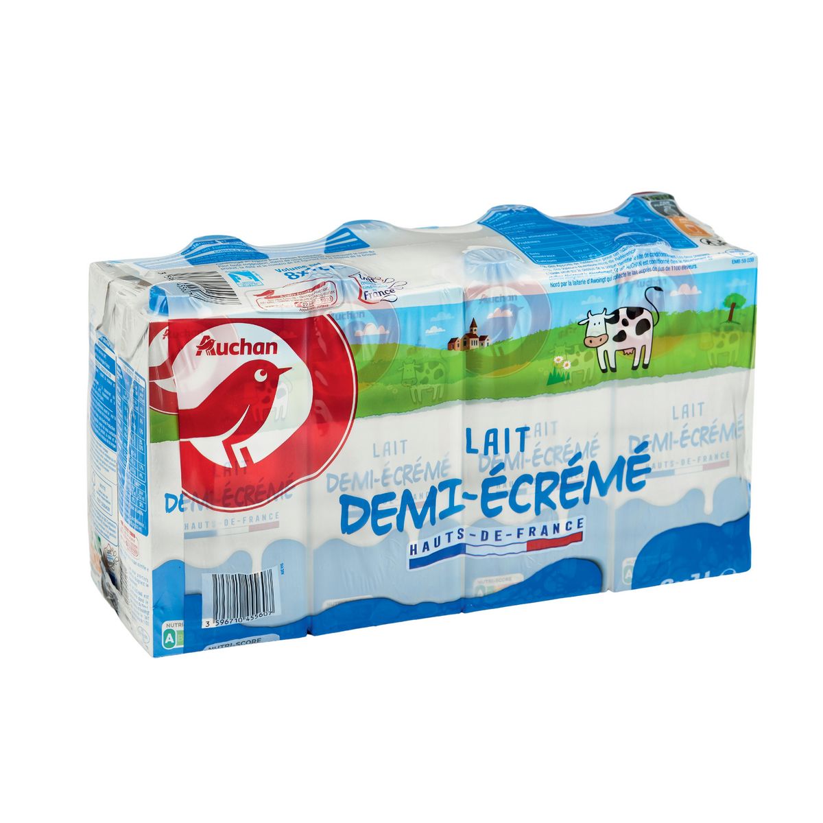 AUCHAN Lait demi-écrémé UHT Hauts-de-France 8x1L