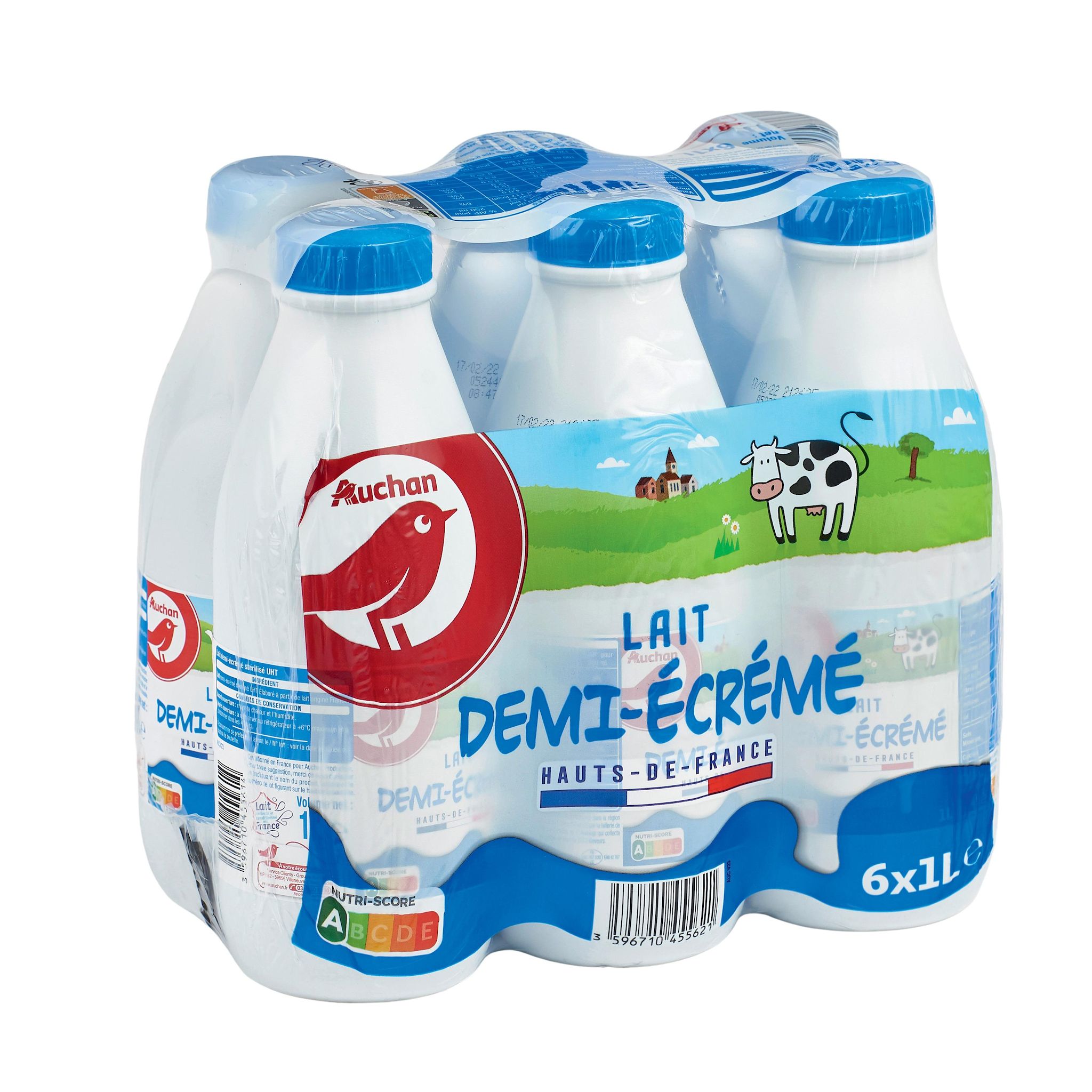Voir la diapositive 2 : AUCHAN Lait demi-écrémé UHT Hauts-De-France 6x1L
