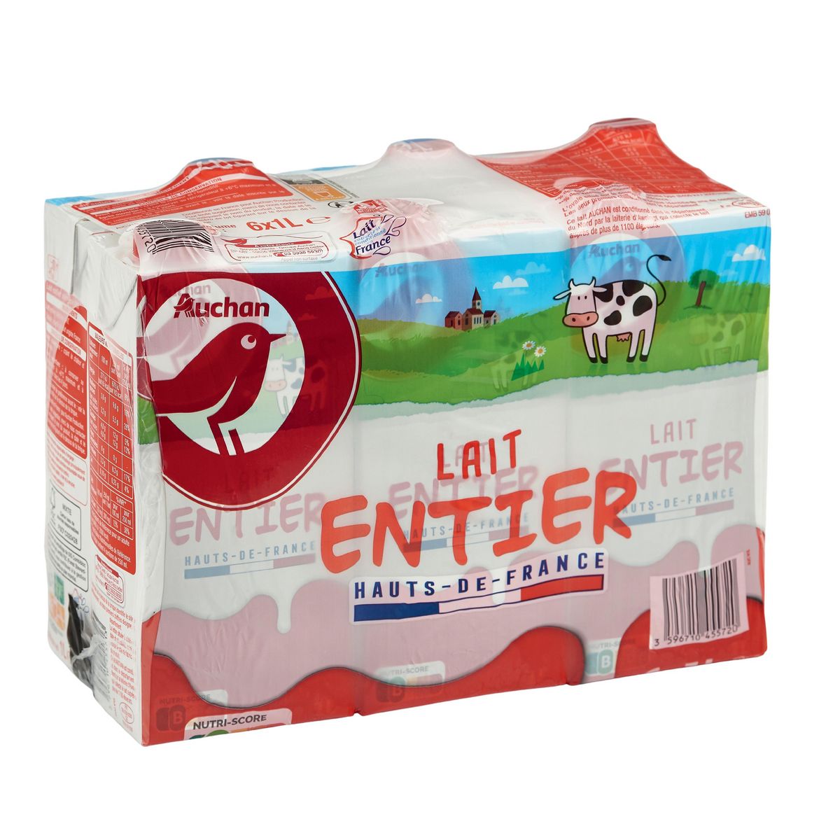 AUCHAN Lait entier UHT Hauts-de-France 6x1l