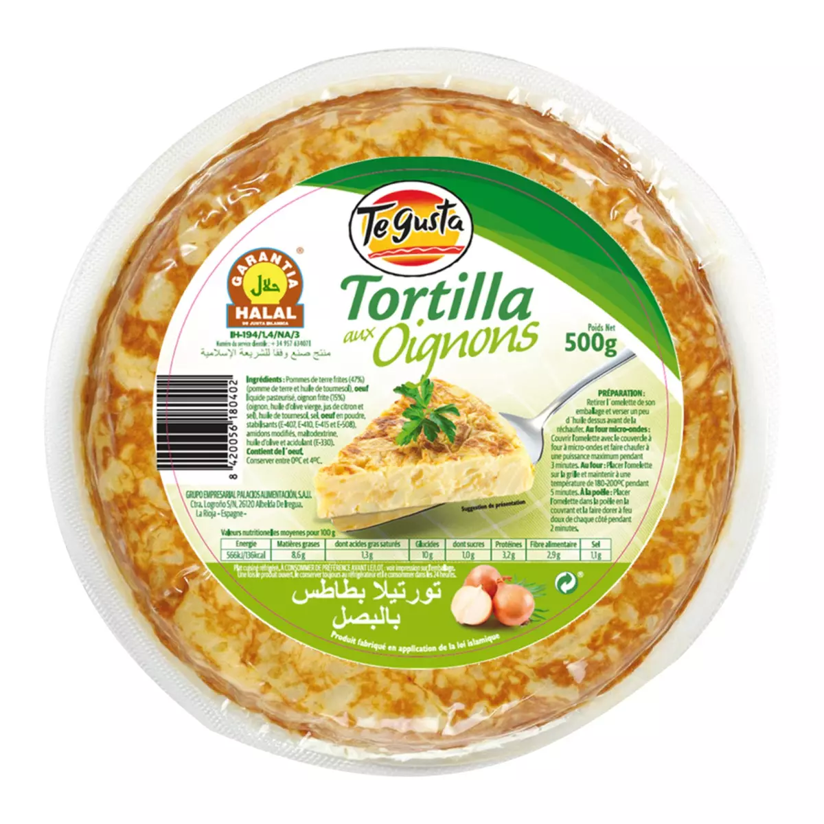 TE GUSTA Tortilla aux oignons halal 500g