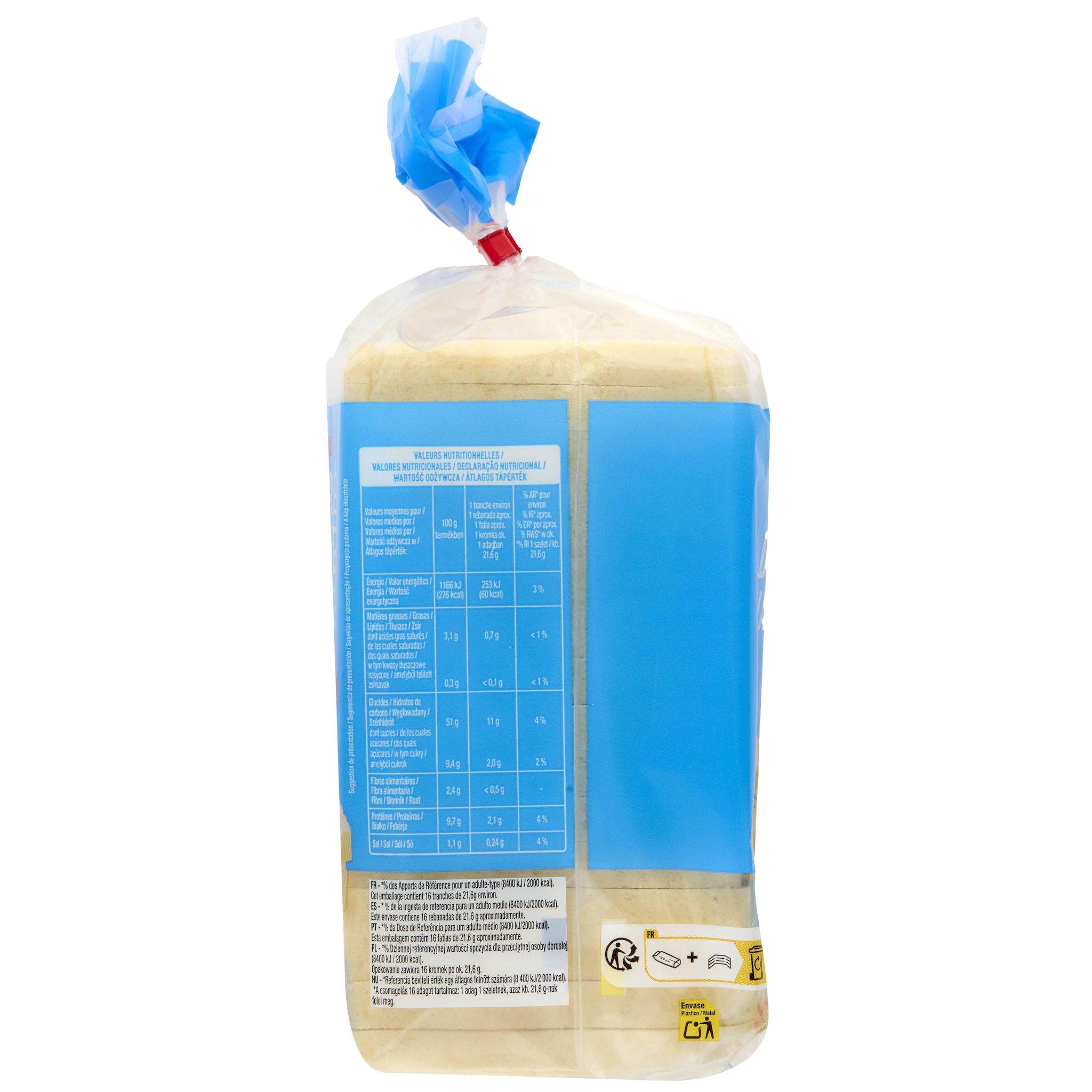 Voir la diapositive 6 : AUCHAN Pain carré de mie nature sans croûte 16 tranches 345g