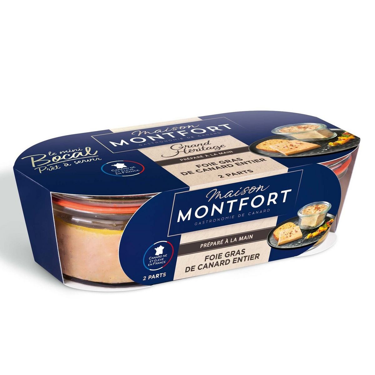 MAISON MONTFORT Grand Héritage Foie gras de canard entier préparé à la main 2 pièces 2x40g