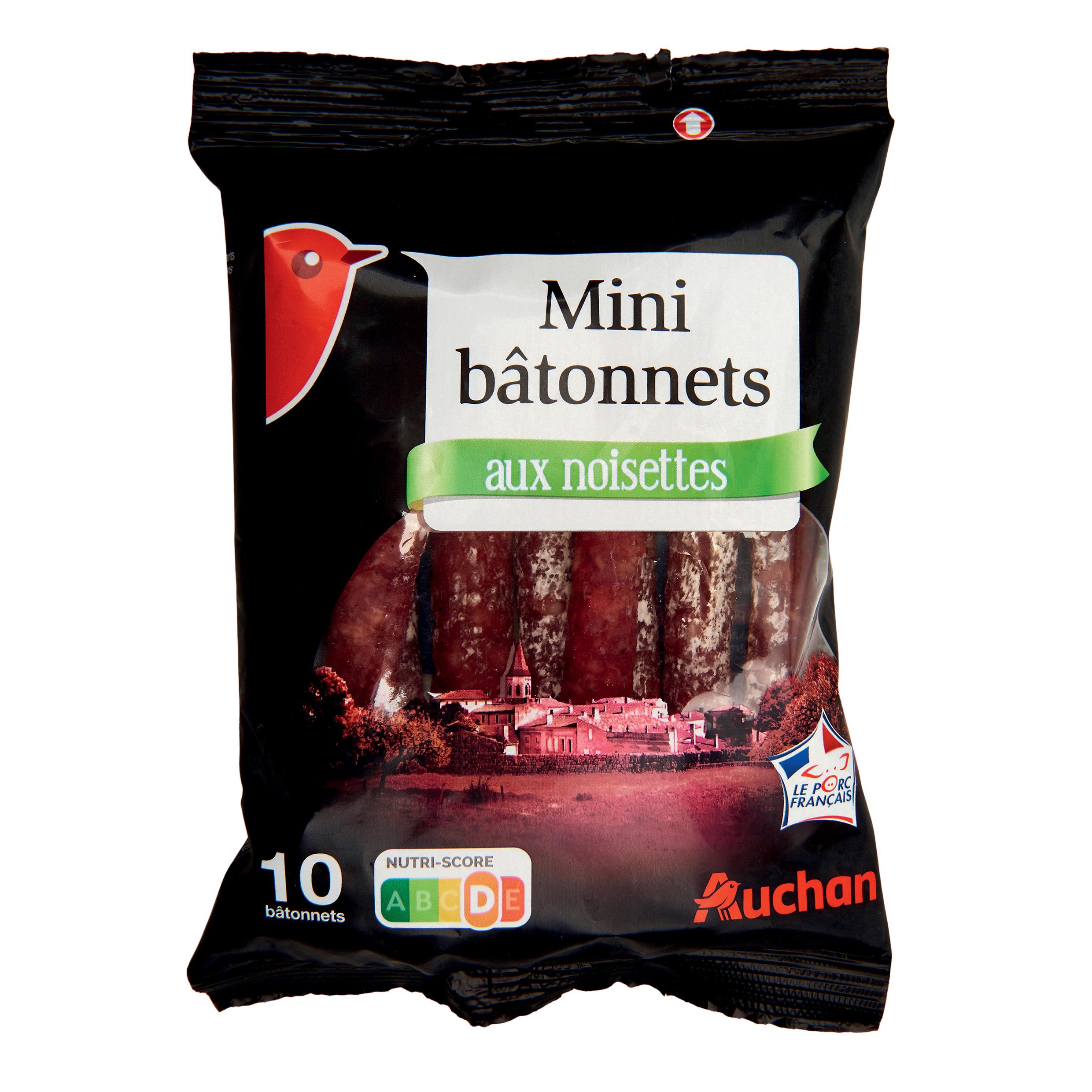 Voir la diapositive 2 : AUCHAN Mini bâtonnets noisettes 10 pièces 100g
