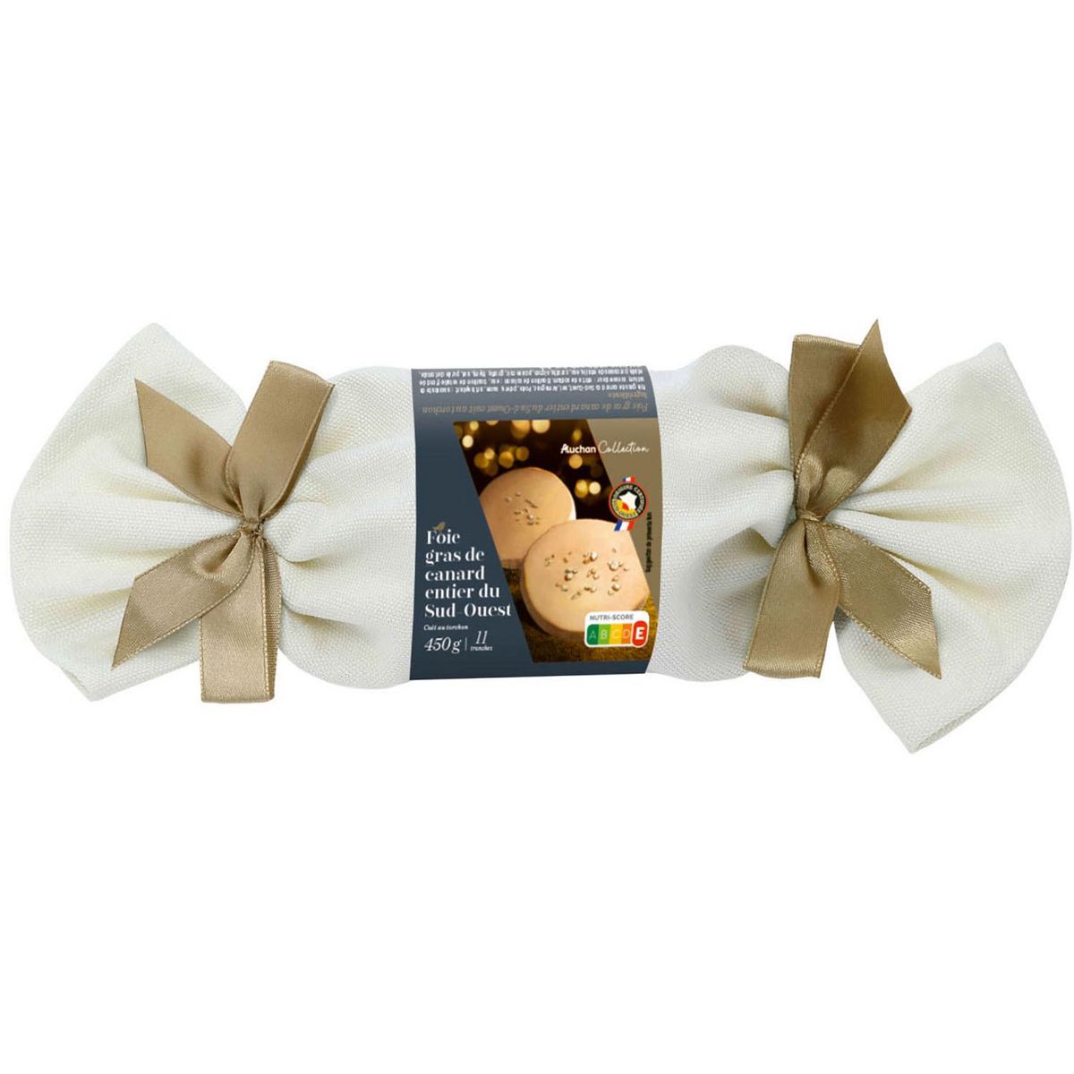 AUCHAN COLLECTION Foie gras entier de canard du Sud-Ouest cuit au torchon 11 parts 450g