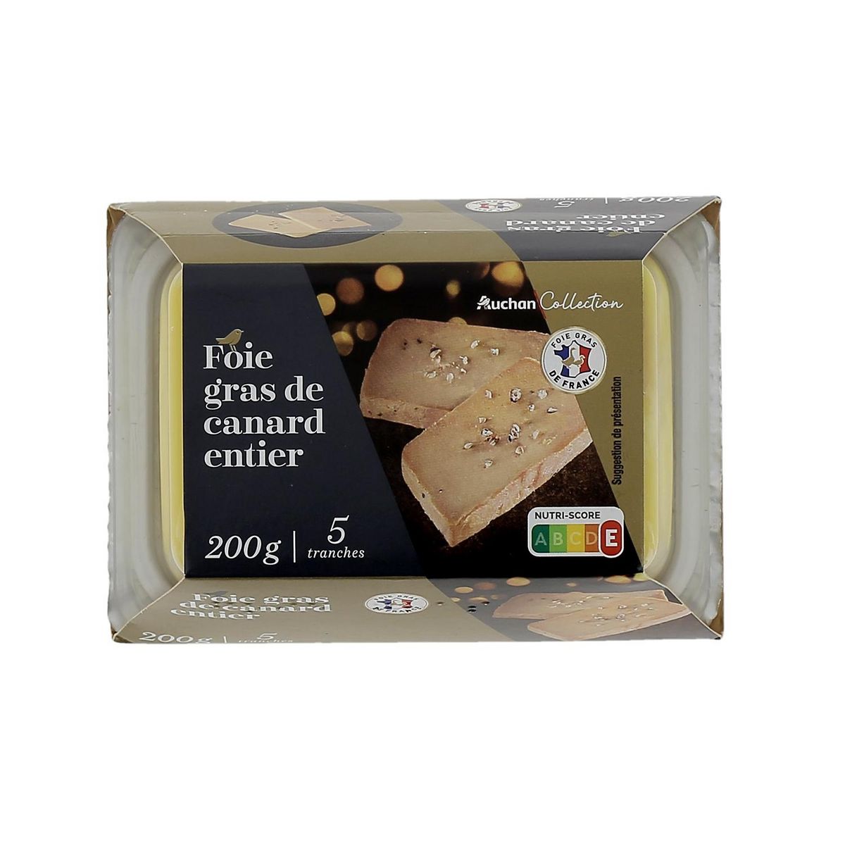 AUCHAN COLLECTION Foie gras de canard entier du Sud-Ouest 5 parts 200g