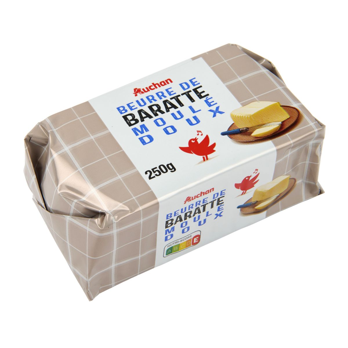AUCHAN Beurre moulé doux de baratte 250g