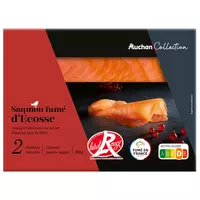 AUCHAN Saumon rouge fumé sauvage du Pacifique 2 tranches 60g pas cher 