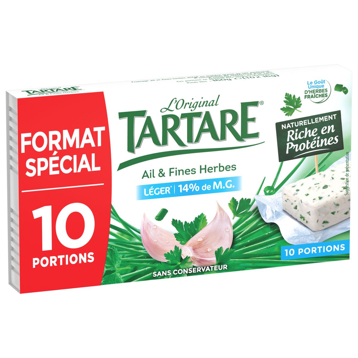 TARTARE L'Original ail et fines herbes léger 14% MG 10 portions 160g