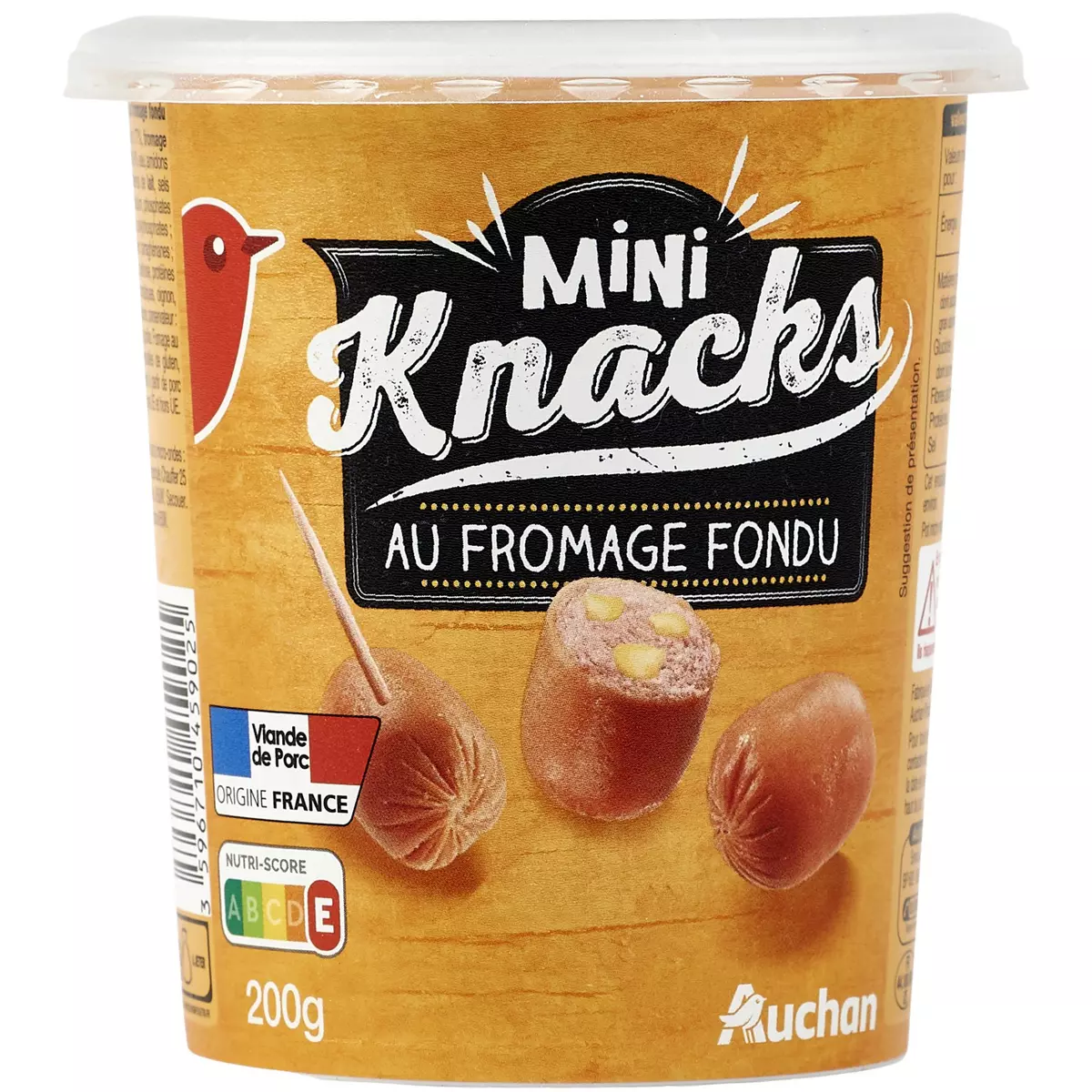 AUCHAN Mini knacks au fromage 200g