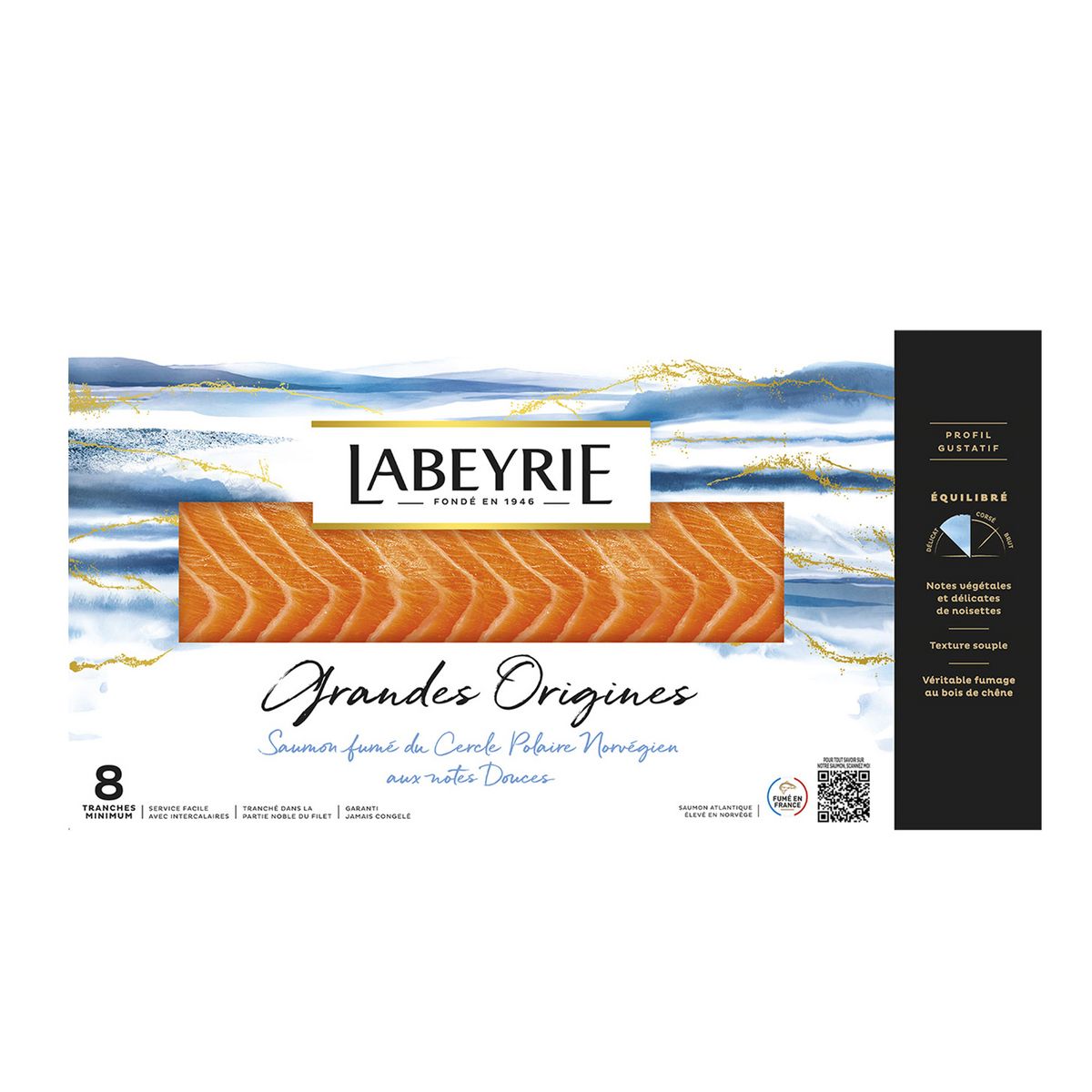LABEYRIE Grandes Origines Saumon fumé du Cercle polaire Norvégiens 8 tranches 310g