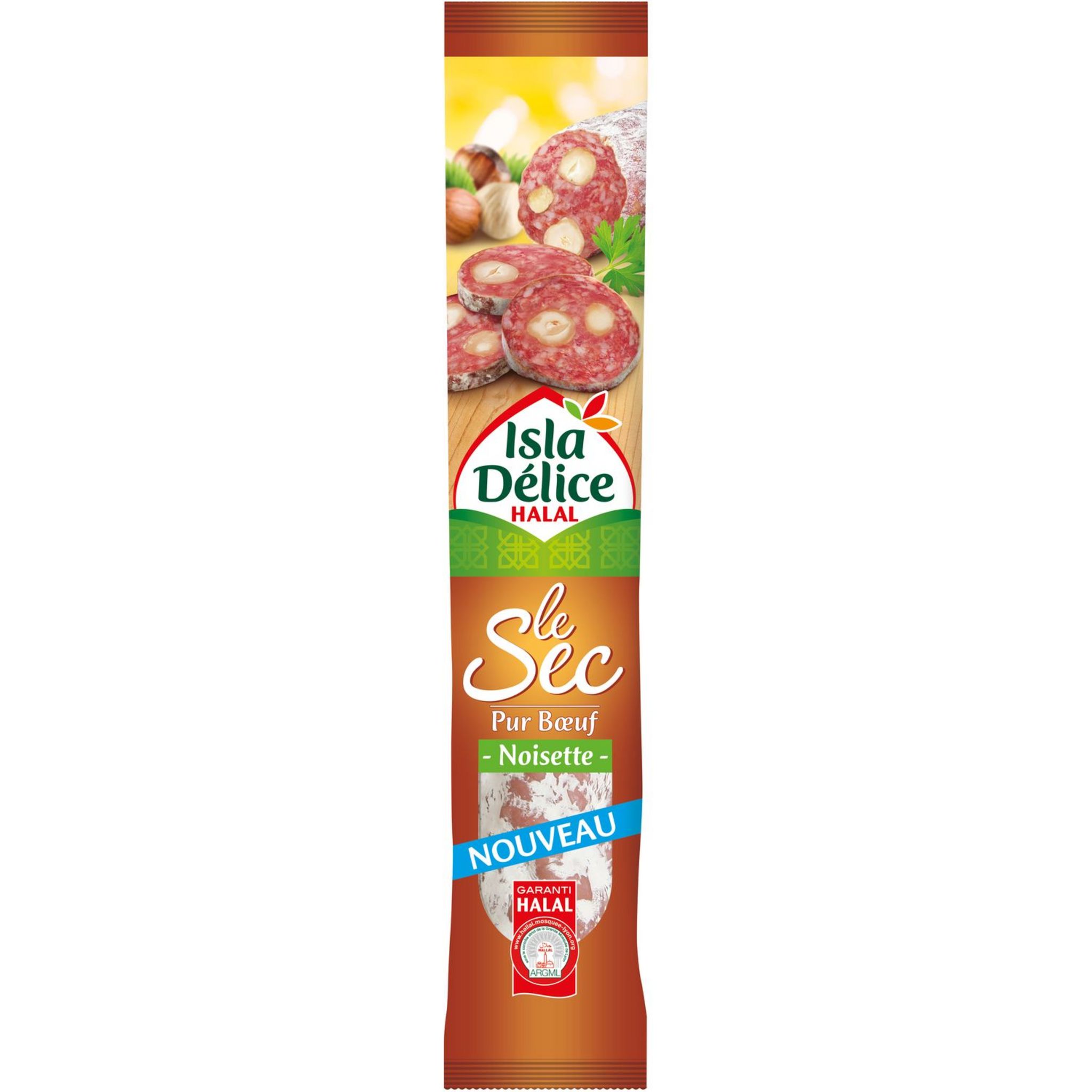 ISLA DELICE Saucisson sec entier de boeuf halal aux noisettes 200g