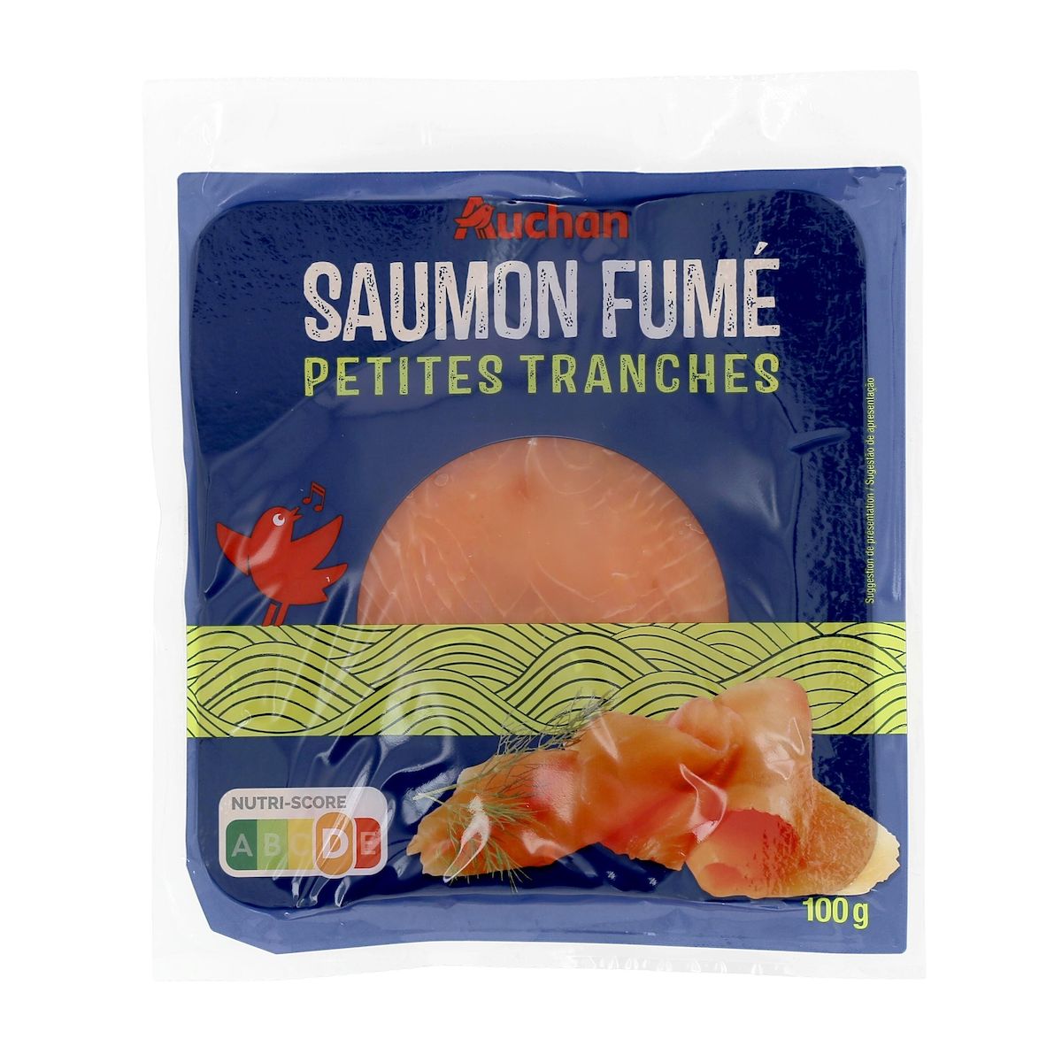 AUCHAN Saumon fumé mini-tranches 5 pièces 100g