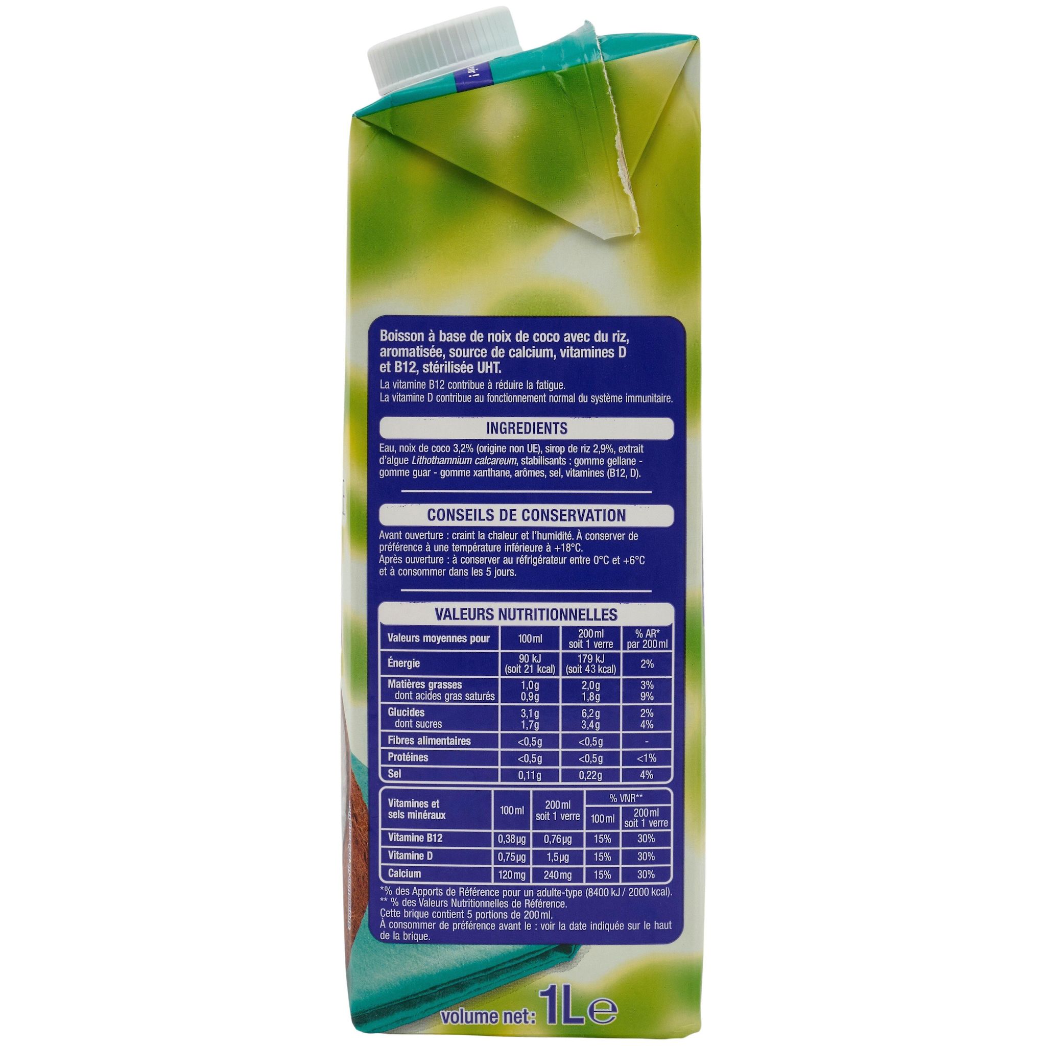 Voir la diapositive 3 : AUCHAN Boisson végétale coco 1l