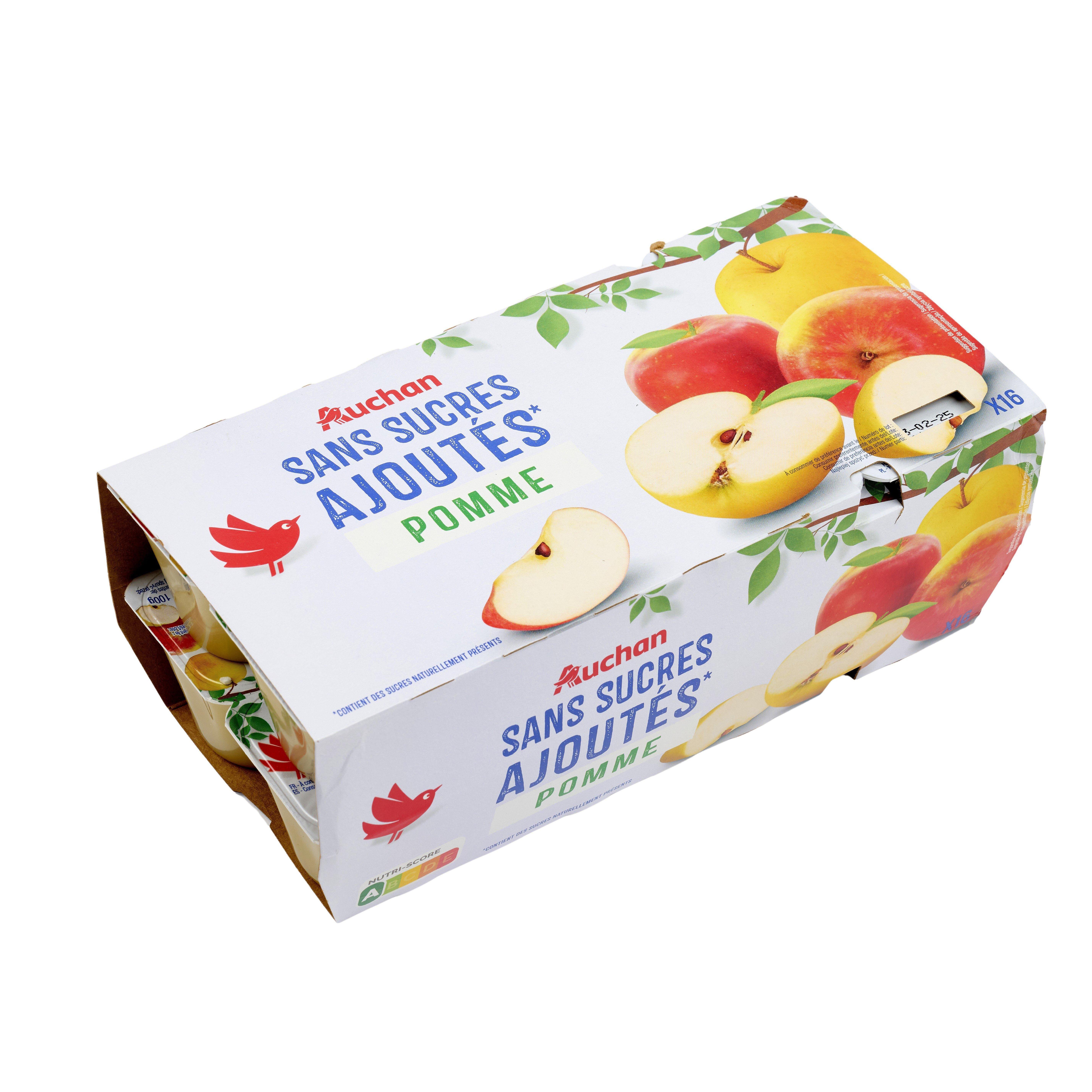 Voir la diapositive 3 : AUCHAN Spécialité pomme sans sucres ajoutés 16x100g