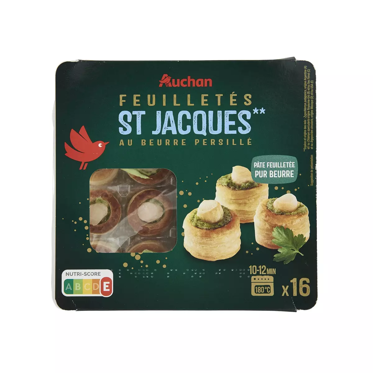 AUCHAN Feuilletés de St Jacques au beurre persillé 16 pièces 170g