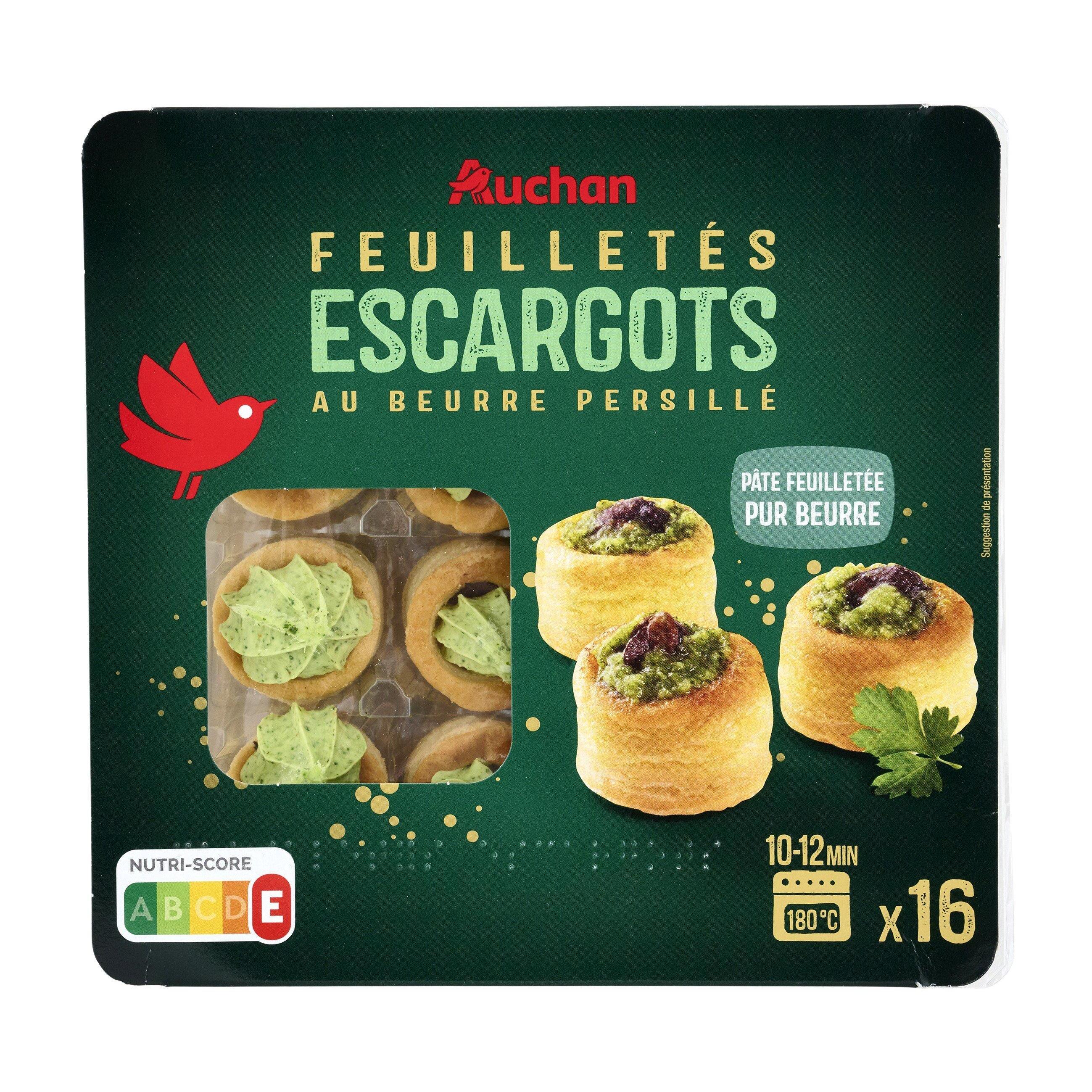Voir la diapositive 3 : AUCHAN Feuilletés aux escargots et beurre persillé 16 pièces 170g