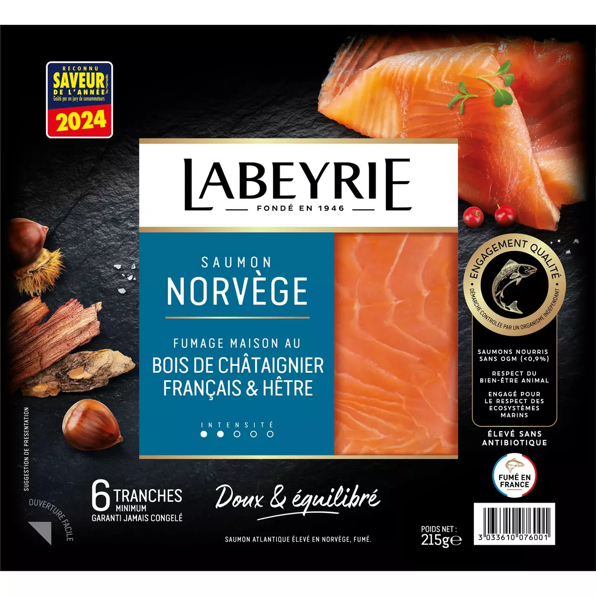 LABEYRIE Saumon fumé Le Norvège 6 tranches 215g