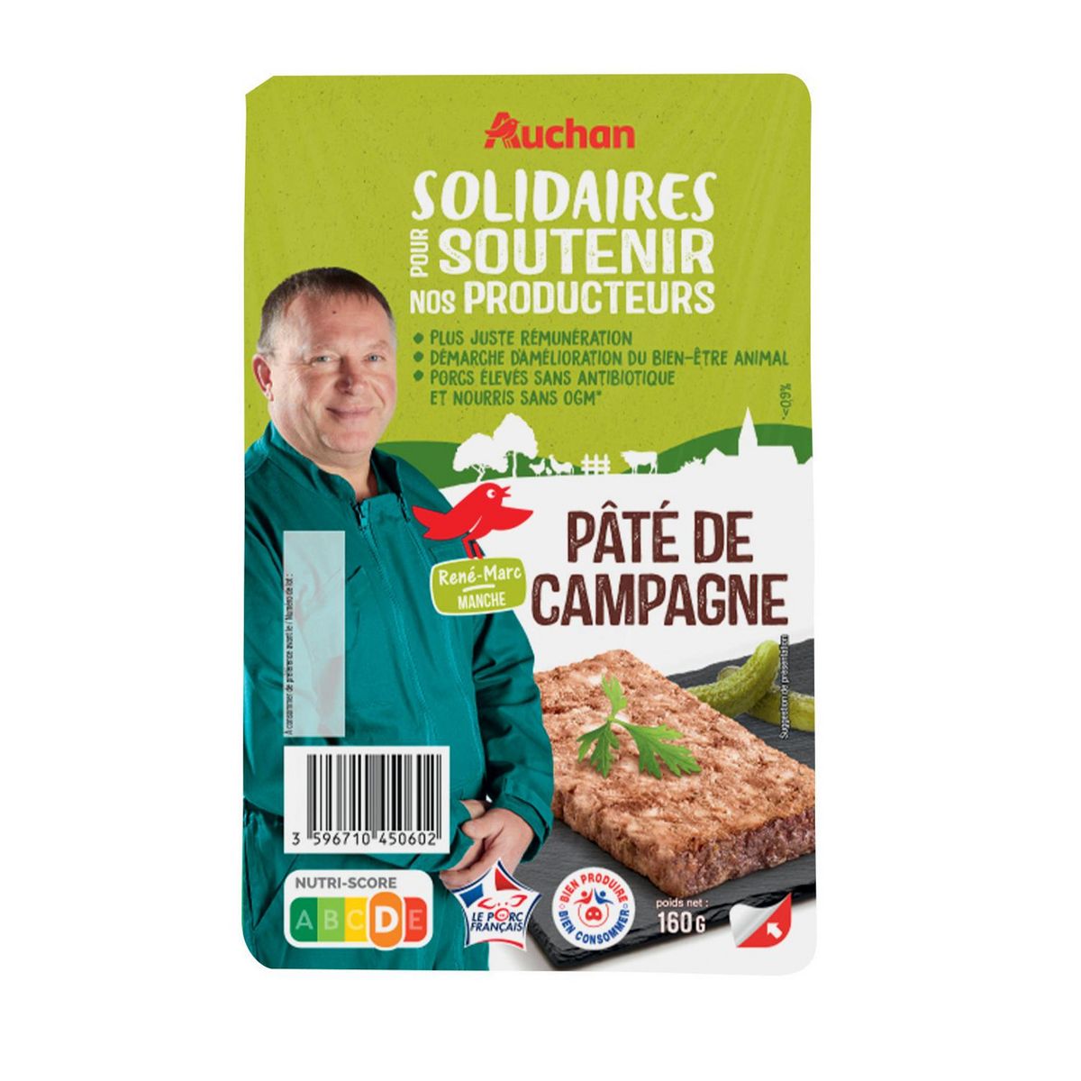 AUCHAN SOLIDAIRES Pâté de campagne 160g