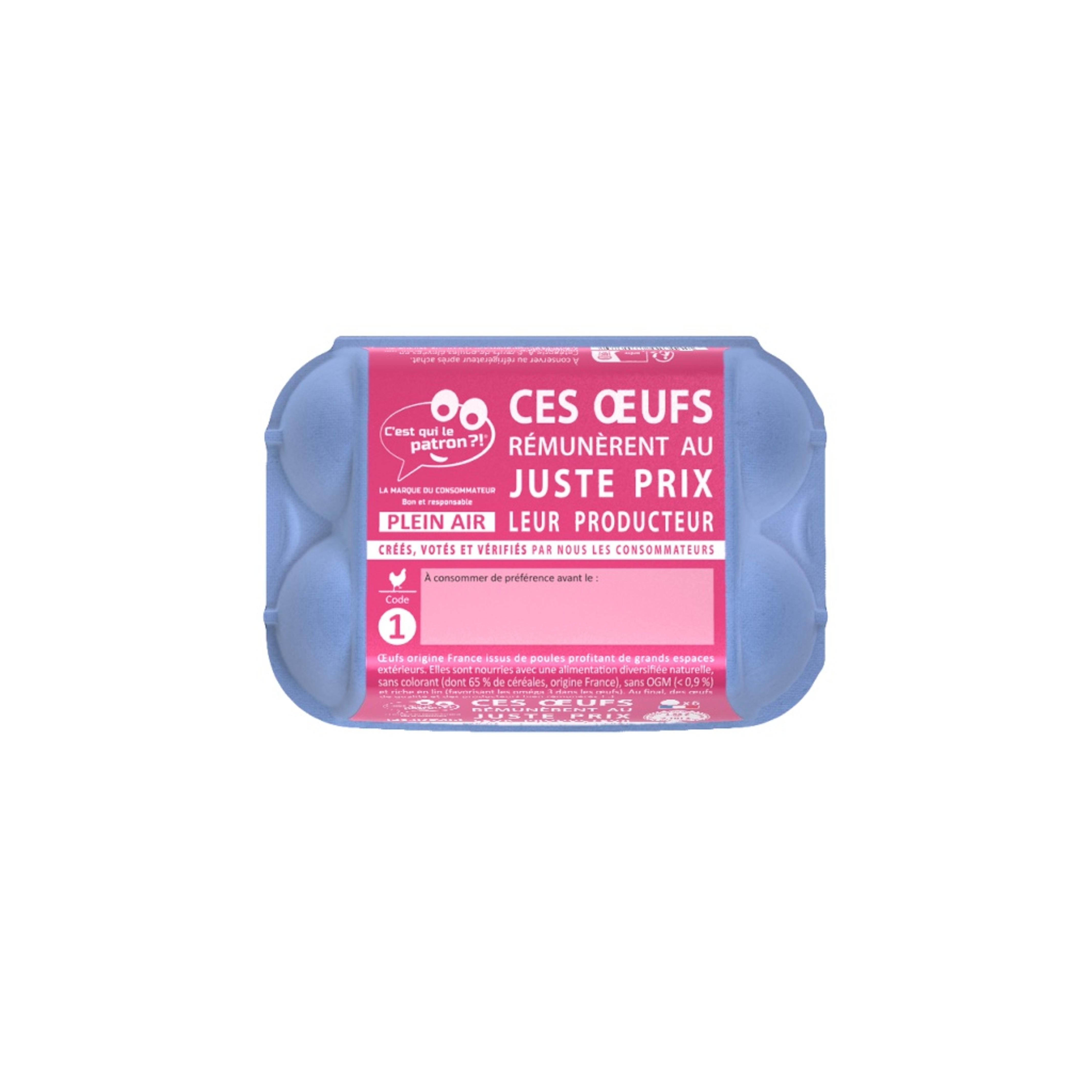 Voir la diapositive 2 : C'EST QUI LE PATRON ?! Oeufs de poules élevées en plein air 6 pièces