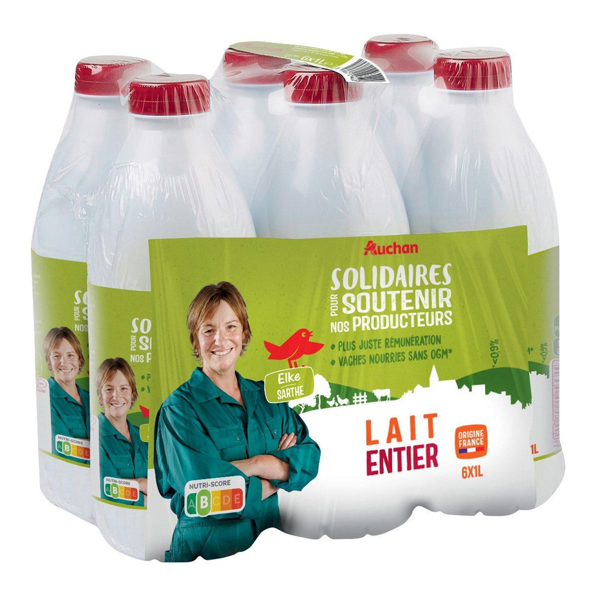 Voir la diapositive 2 : AUCHAN SOLIDAIRES CULTIVONS LE BON Lait entier UHT 6x1L