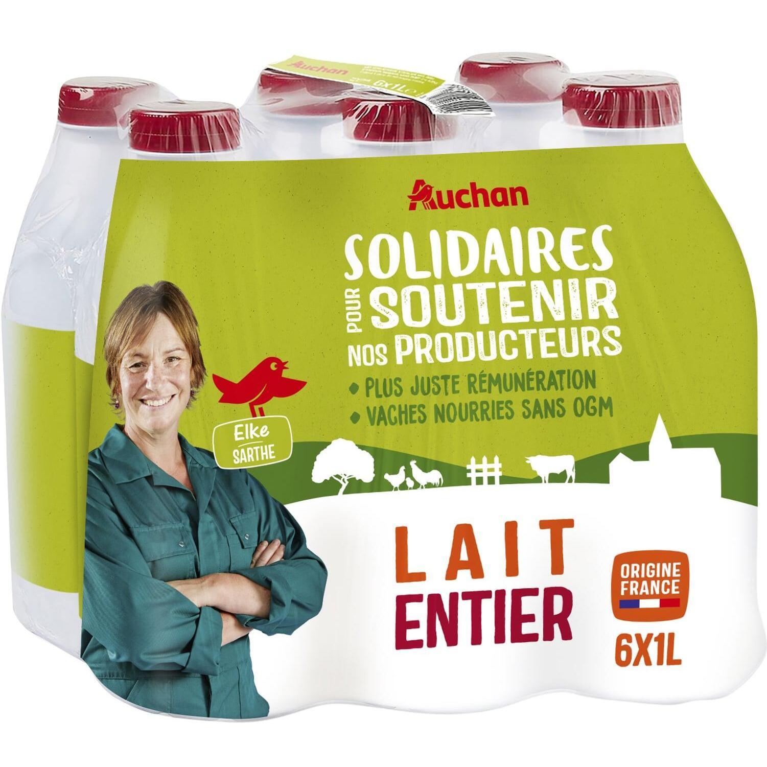 Voir la diapositive 4 : AUCHAN SOLIDAIRES CULTIVONS LE BON Lait entier UHT 6x1L