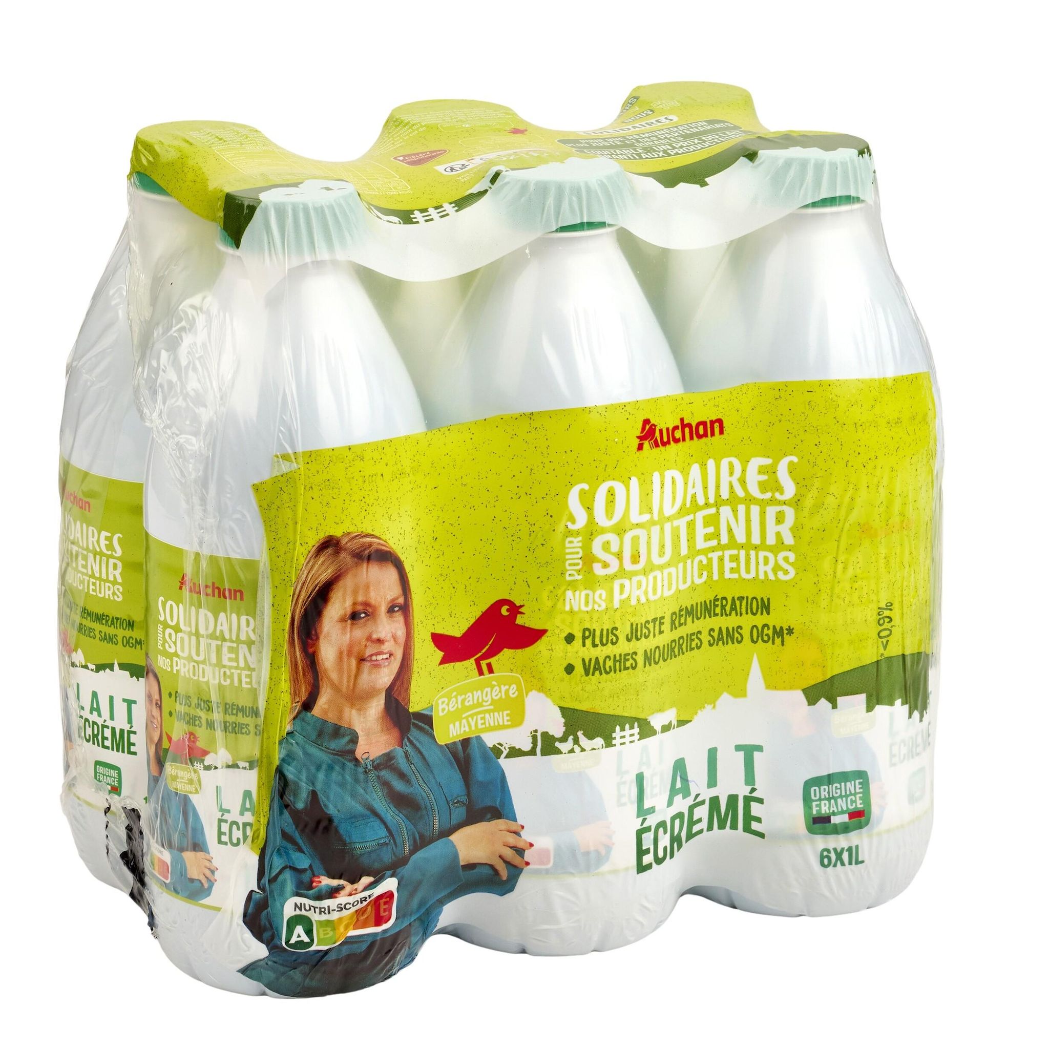 Voir la diapositive 4 : AUCHAN SOLIDAIRES CULTIVONS LE BON Lait écrémé UHT 6x1L