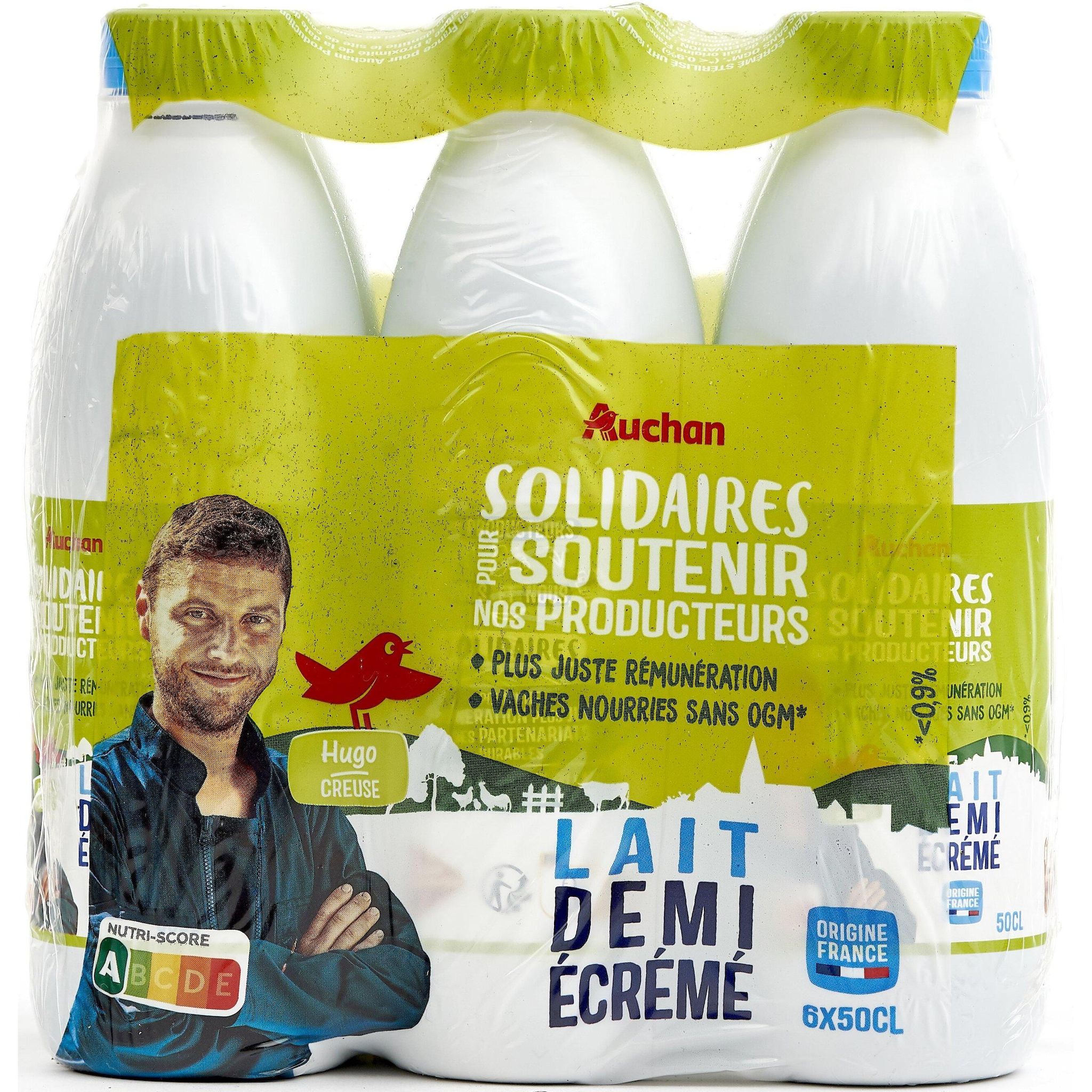 Voir la diapositive 3 : AUCHAN SOLIDAIRES CULTIVONS LE BON Lait demi-écrémé UHT 6x50cl