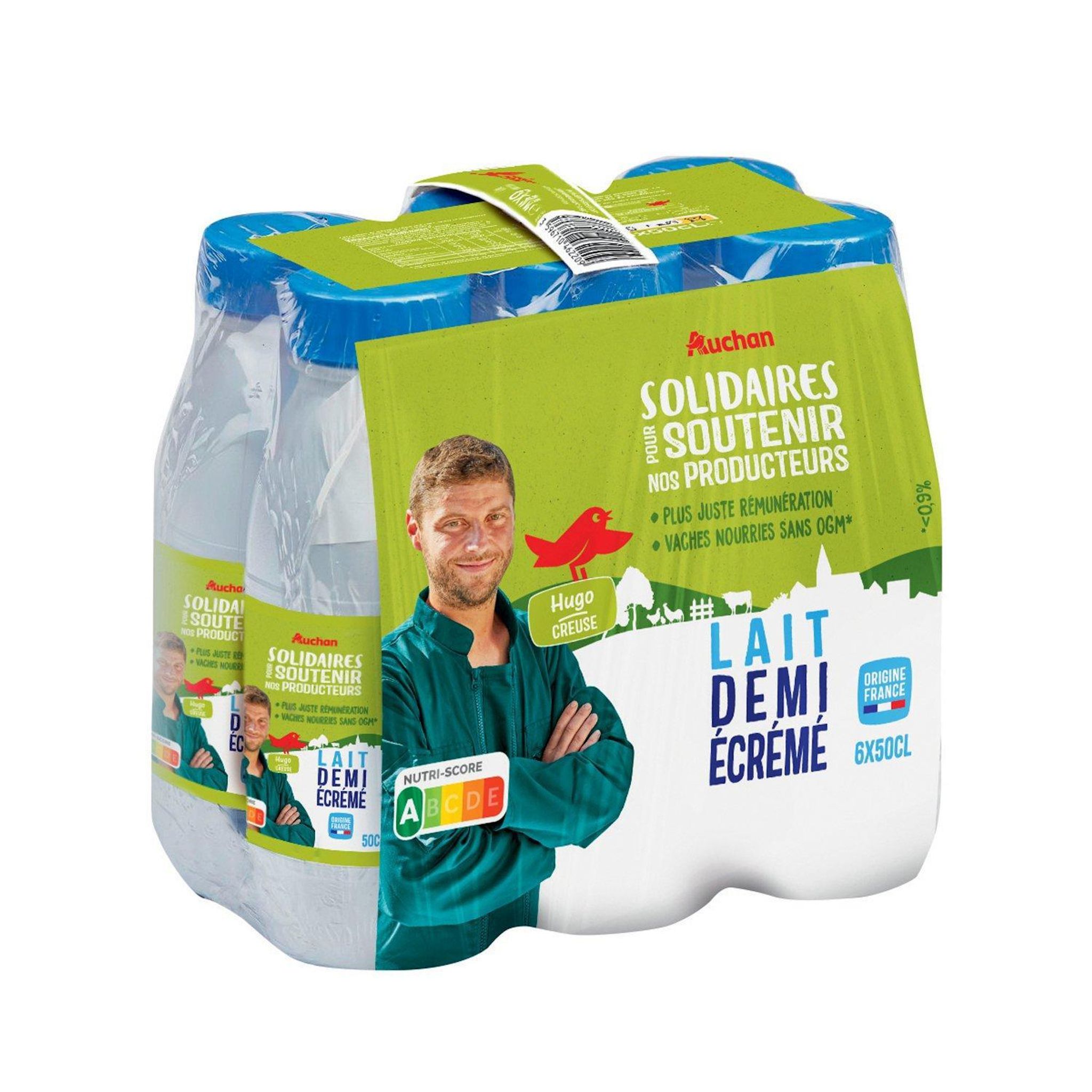 Voir la diapositive 4 : AUCHAN SOLIDAIRES CULTIVONS LE BON Lait demi-écrémé UHT 6x50cl