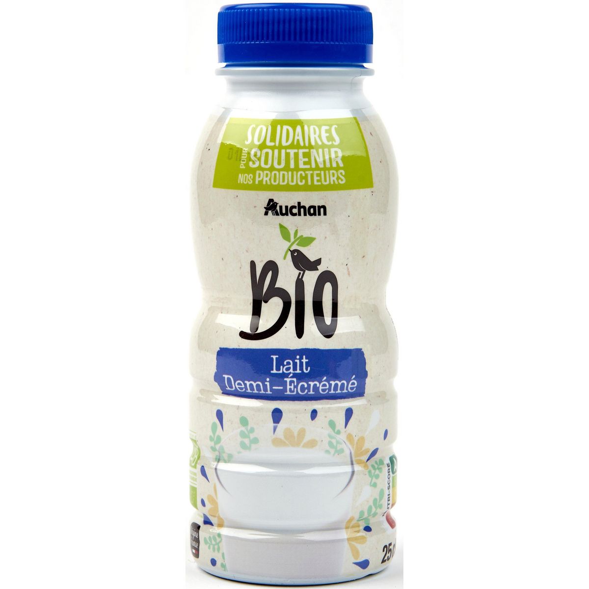 AUCHAN BIO CULTIVONS LE BON Lait demi-écrémé équitable UHT 25cl