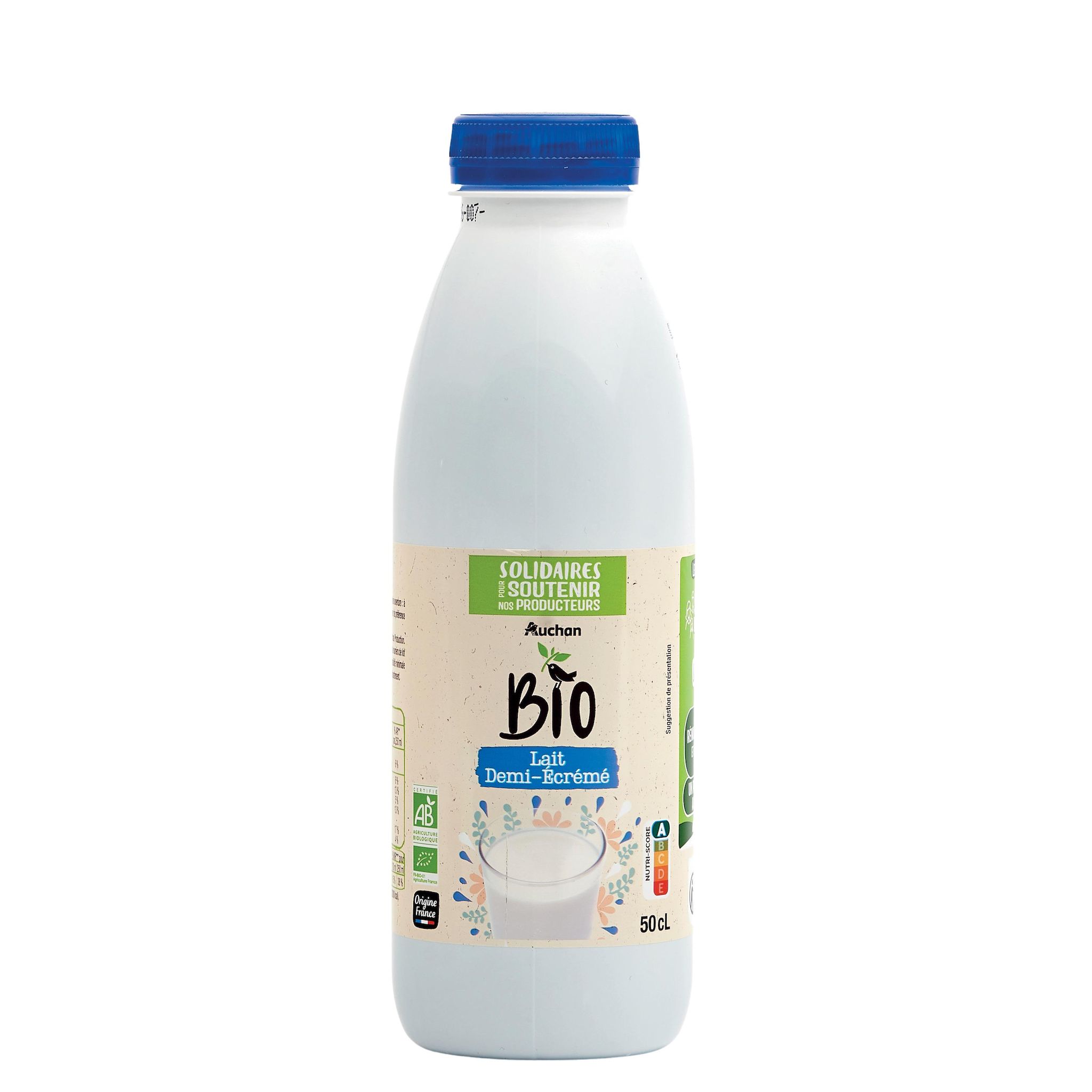 Voir la diapositive 3 : AUCHAN BIO CULTIVONS LE BON Lait demi-écrémé UHT 50 cl