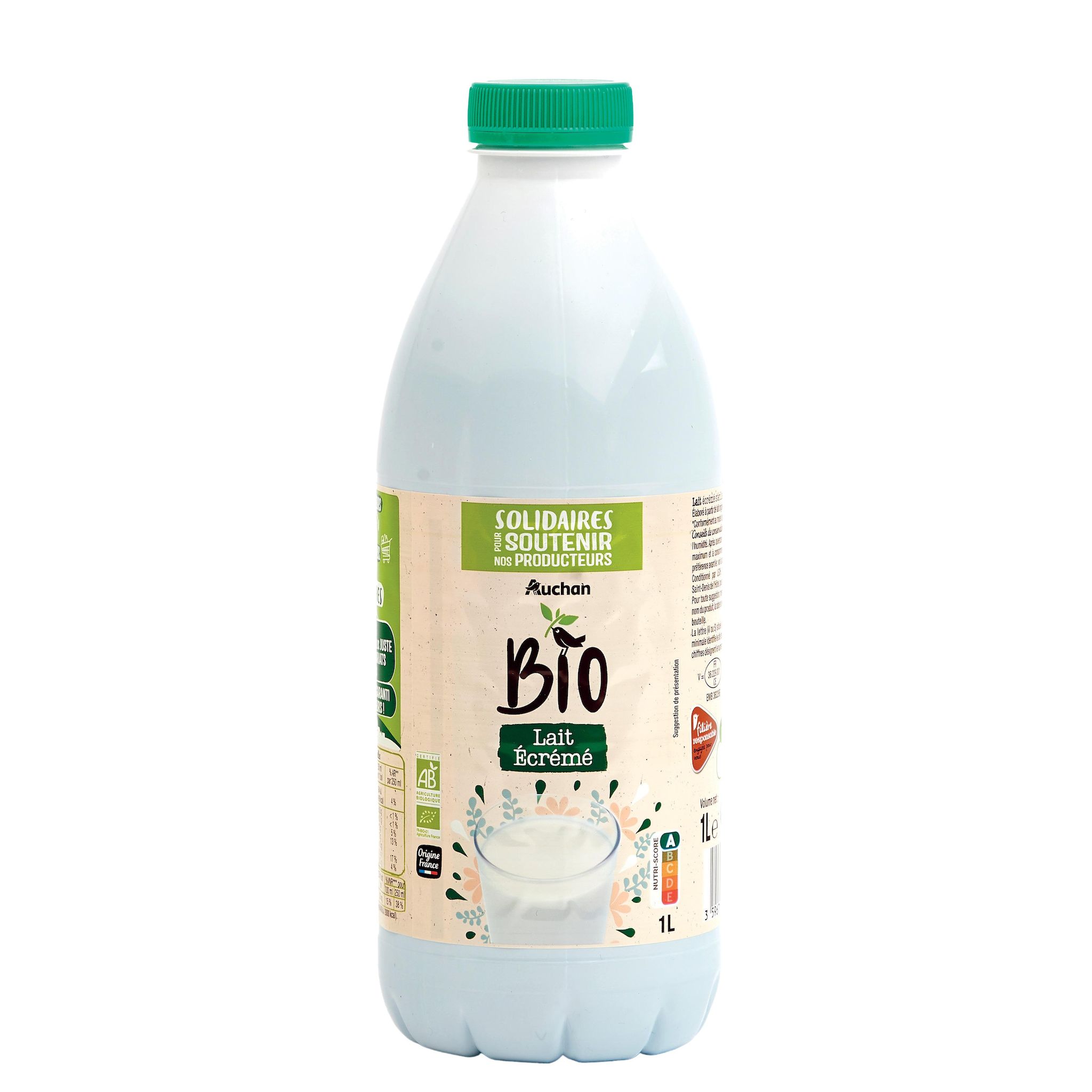 Voir la diapositive 3 : AUCHAN BIO CULTIVONS LE BON Lait écrémé stérilisé UHT bio 1l