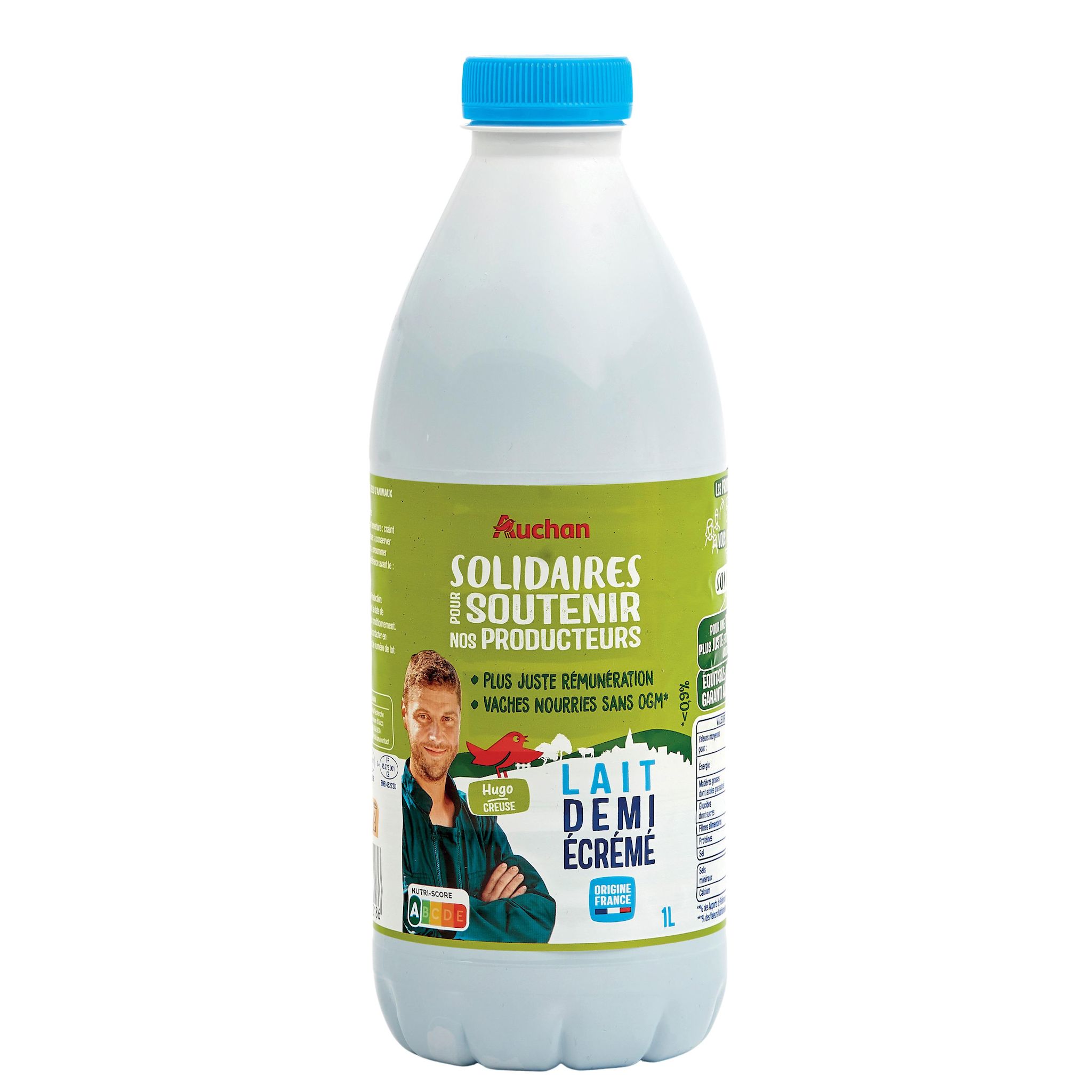 Voir la diapositive 2 : AUCHAN SOLIDAIRES CULTIVONS LE BON Lait demi-écrémé UHT 1L