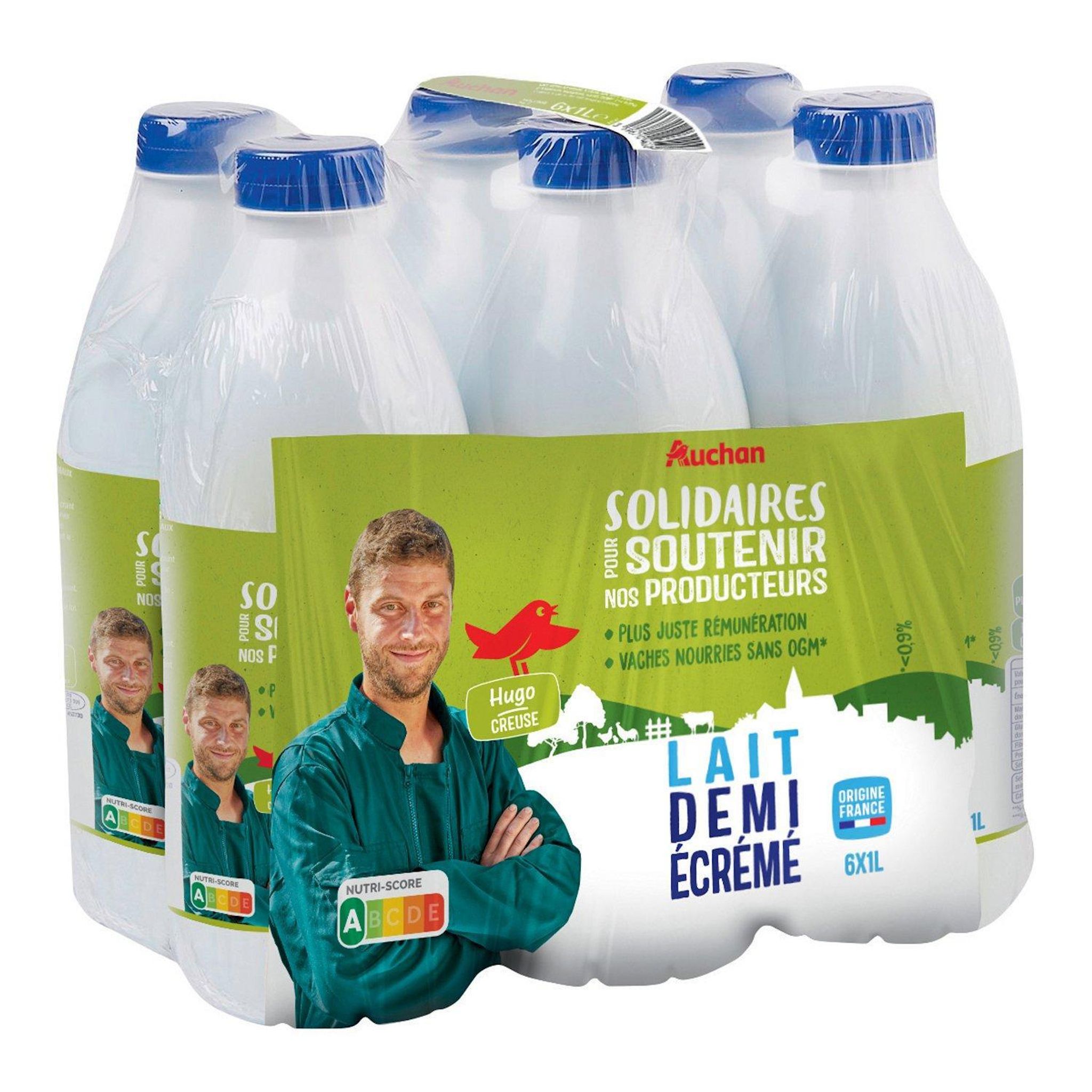 Voir la diapositive 3 : AUCHAN SOLIDAIRES CULTIVONS LE BON Lait demi-écrémé UHT 6x1L