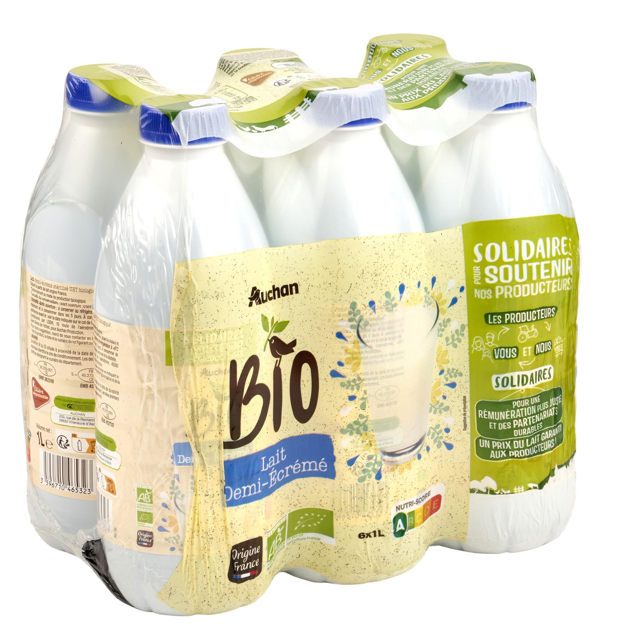 Voir la diapositive 3 : AUCHAN BIO CULTIVONS LE BON - Lait demi-écrémé stérilisé UHT 6x1l
