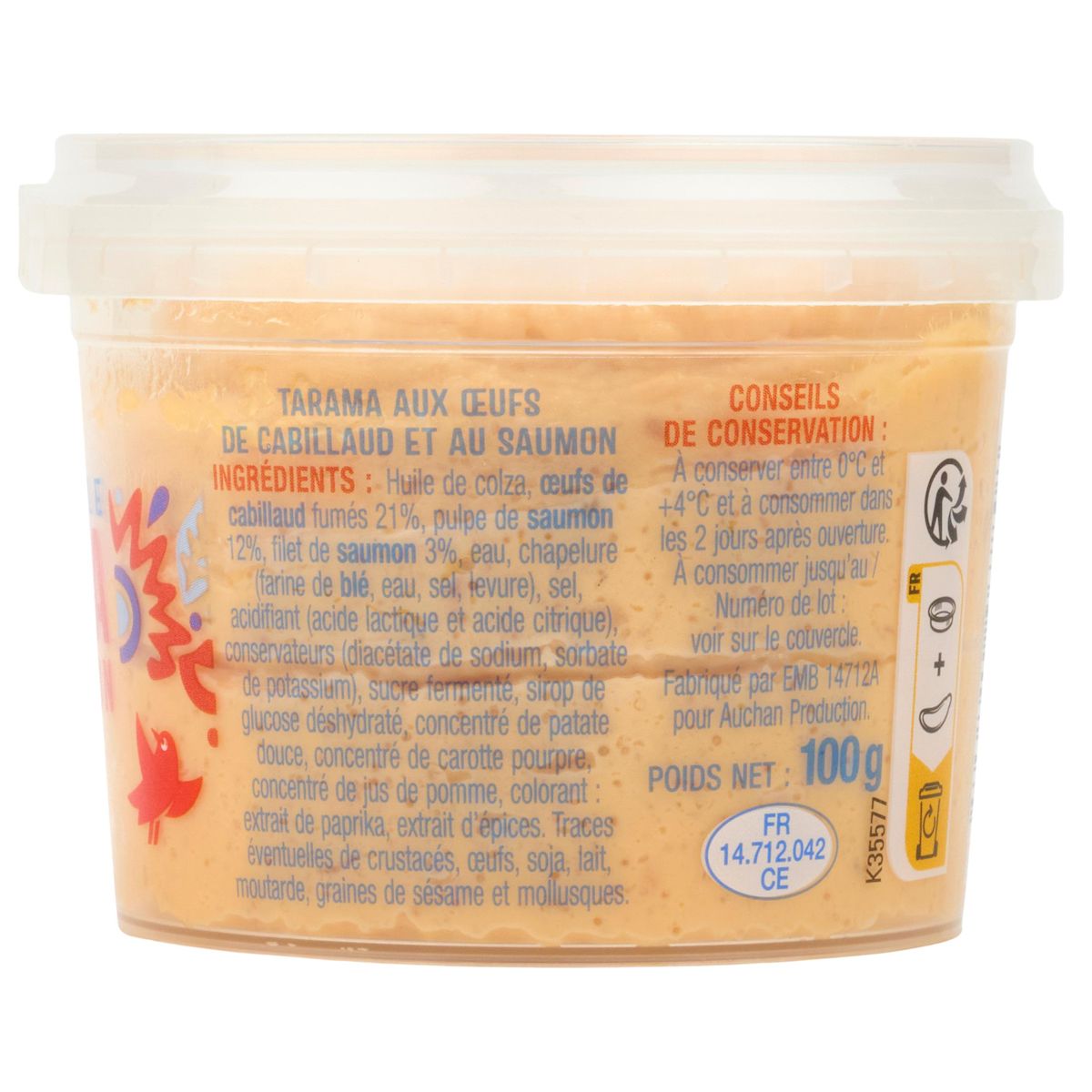 AUCHAN Tarama au saumon fumé tartinables 100g