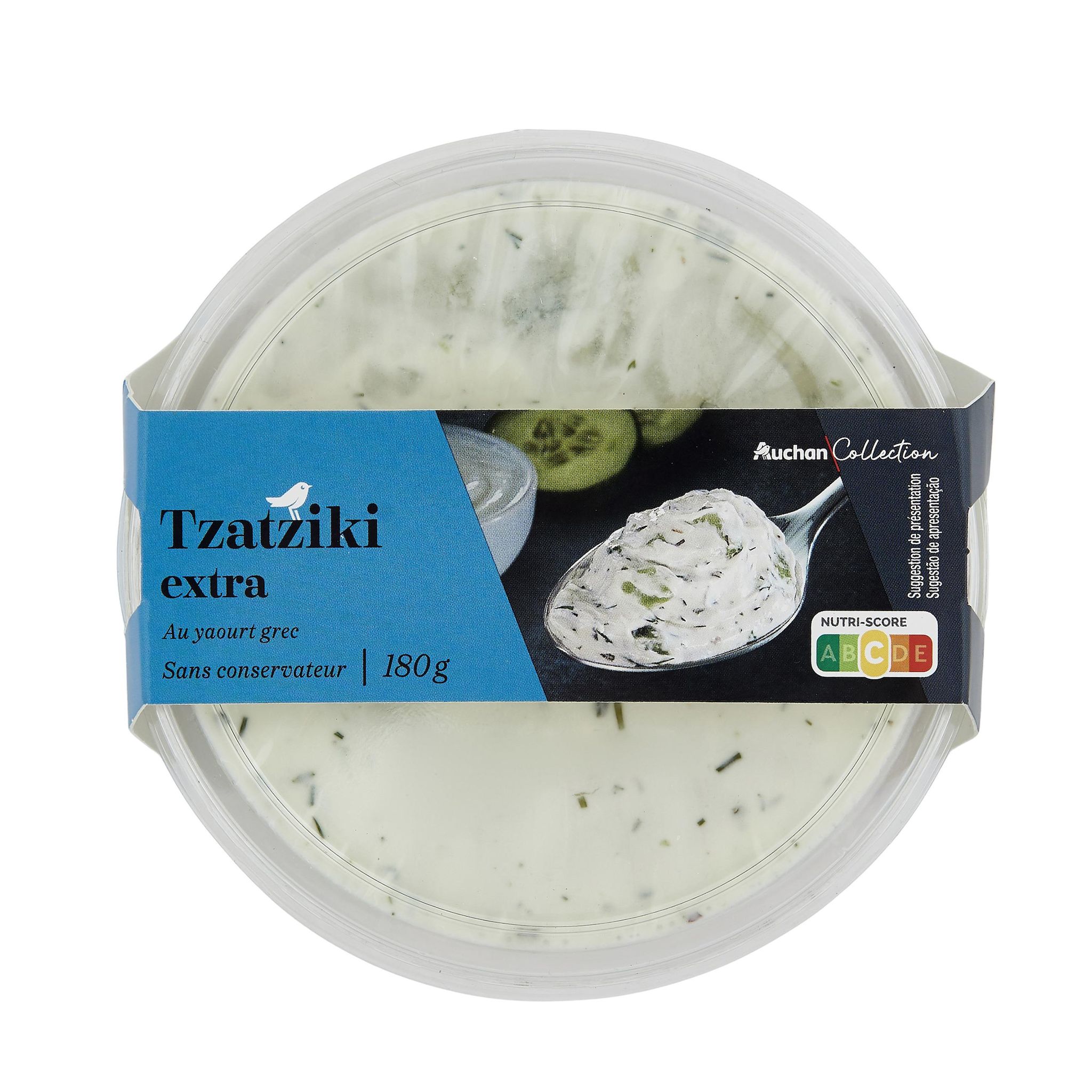 Voir la diapositive 2 : AUCHAN COLLECTION Tzatziki extra au yaourt grec 180g