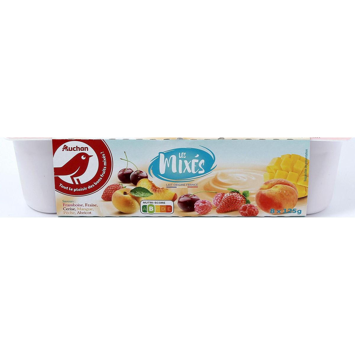 AUCHAN Yaourts brassés aux fruits mixés panaché 8x125g