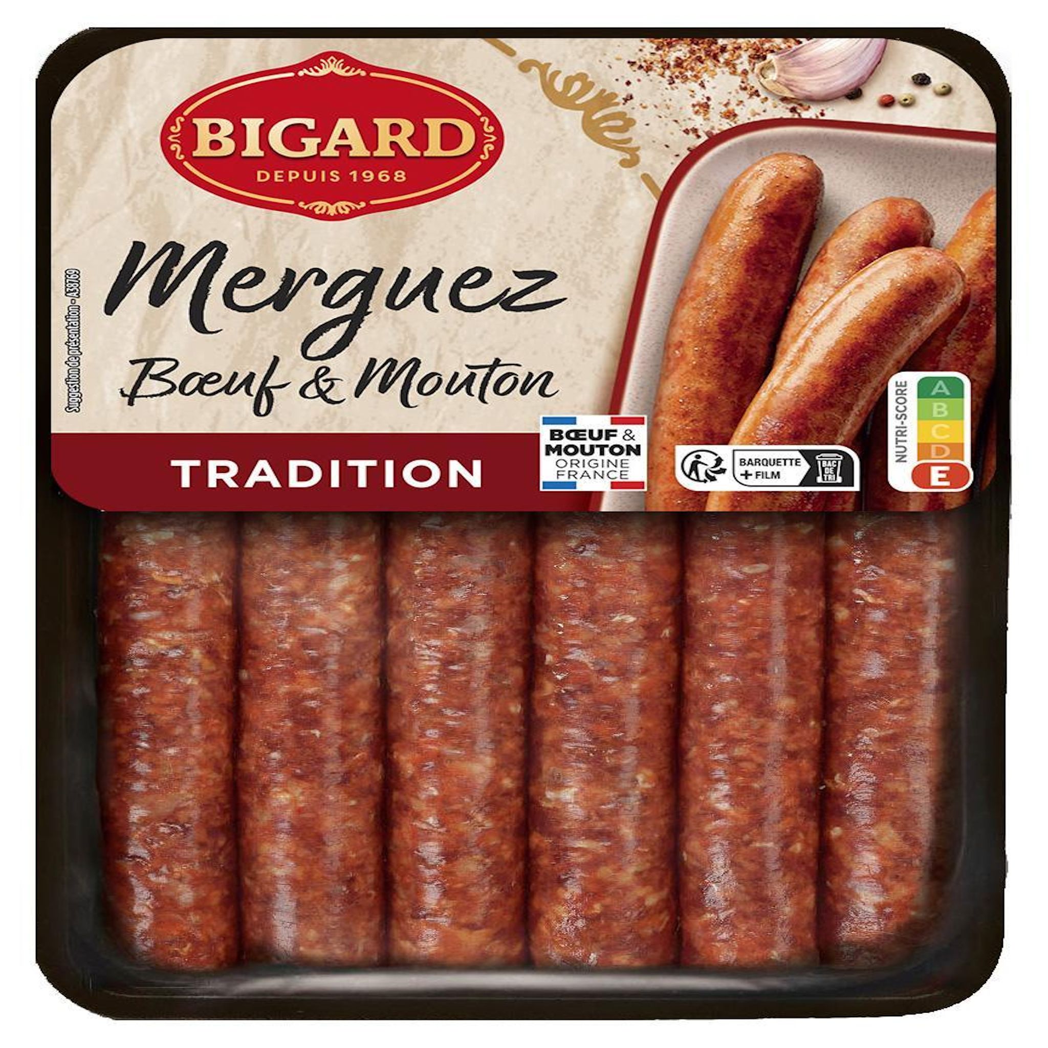 BIGARD Merguez boeuf et mouton tradition 6 pièces 330g