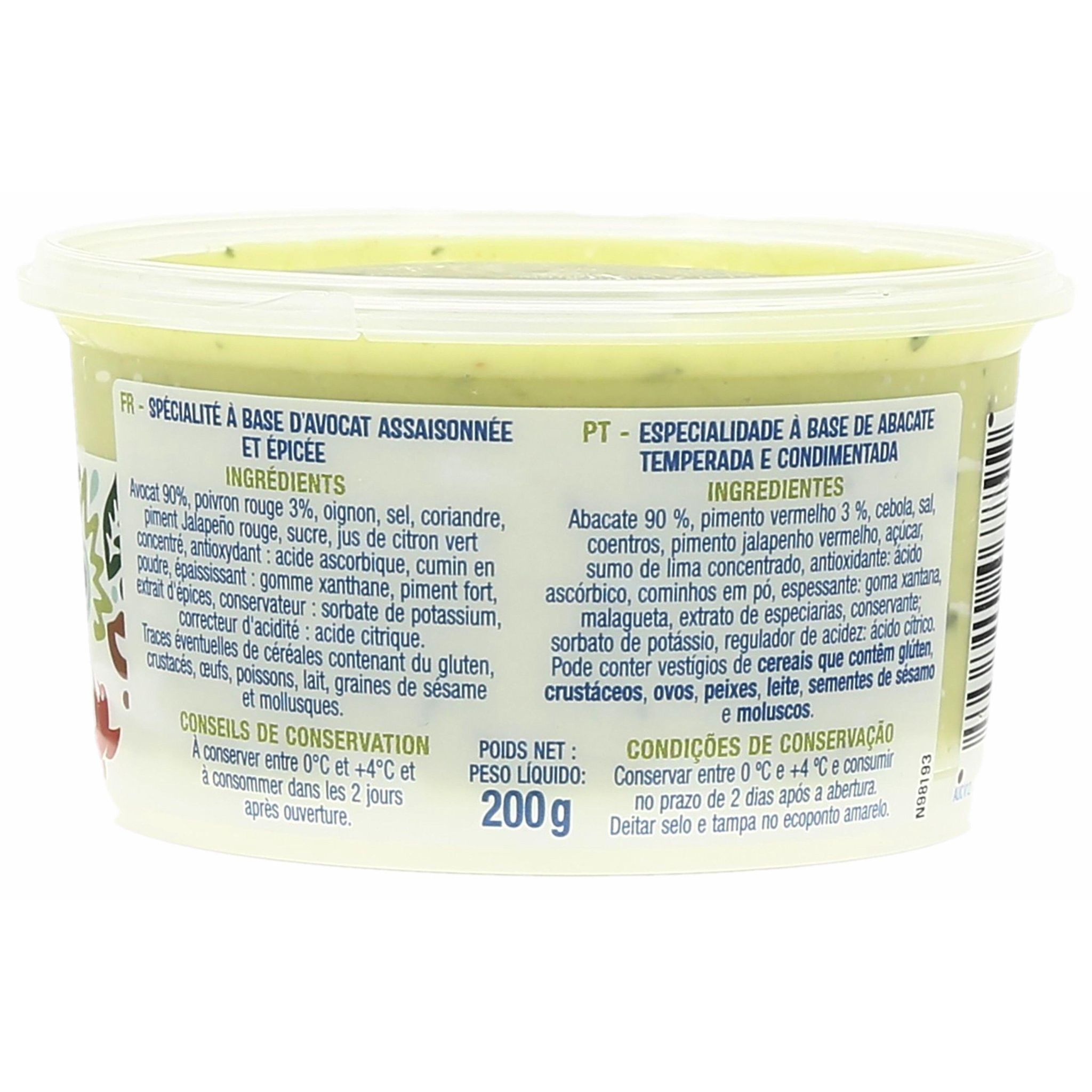 Voir la diapositive 2 : AUCHAN Tartinable guacamole morceaux d'avocat et poivron 200g