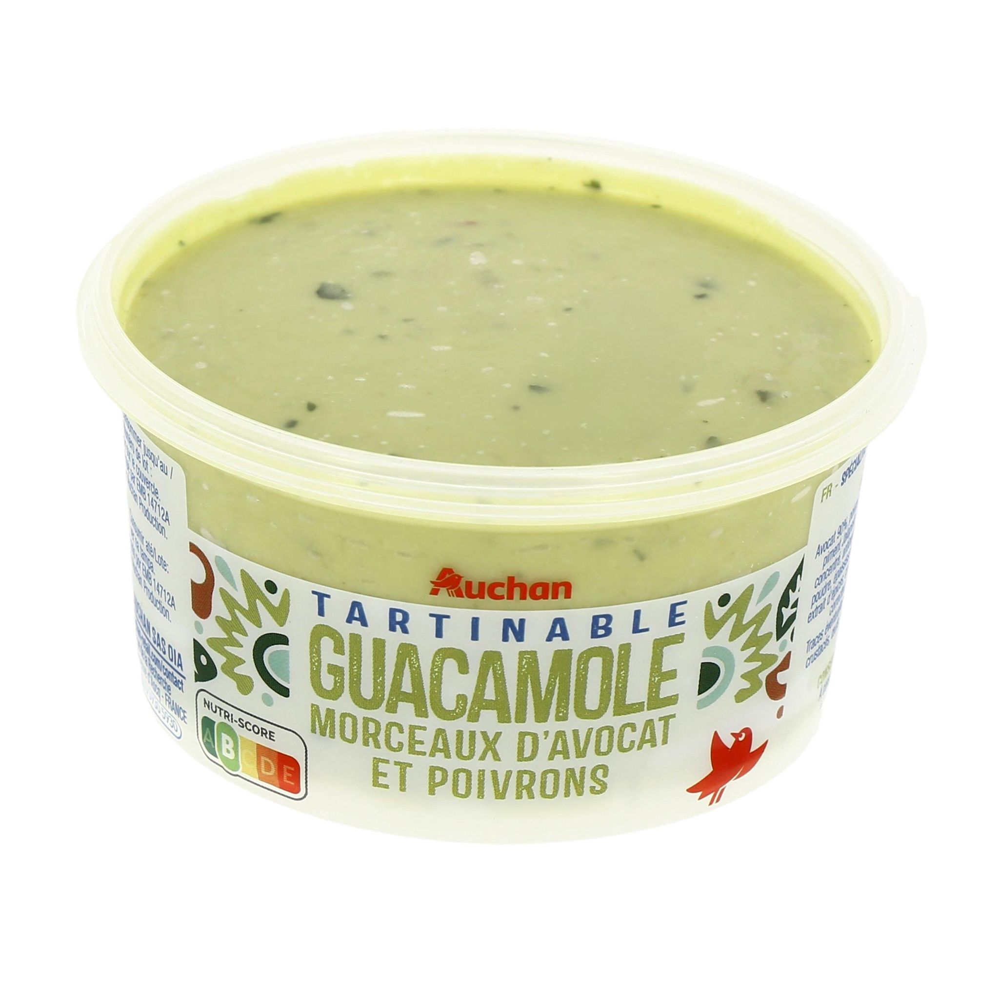 Voir la diapositive 3 : AUCHAN Tartinable guacamole morceaux d'avocat et poivron 200g