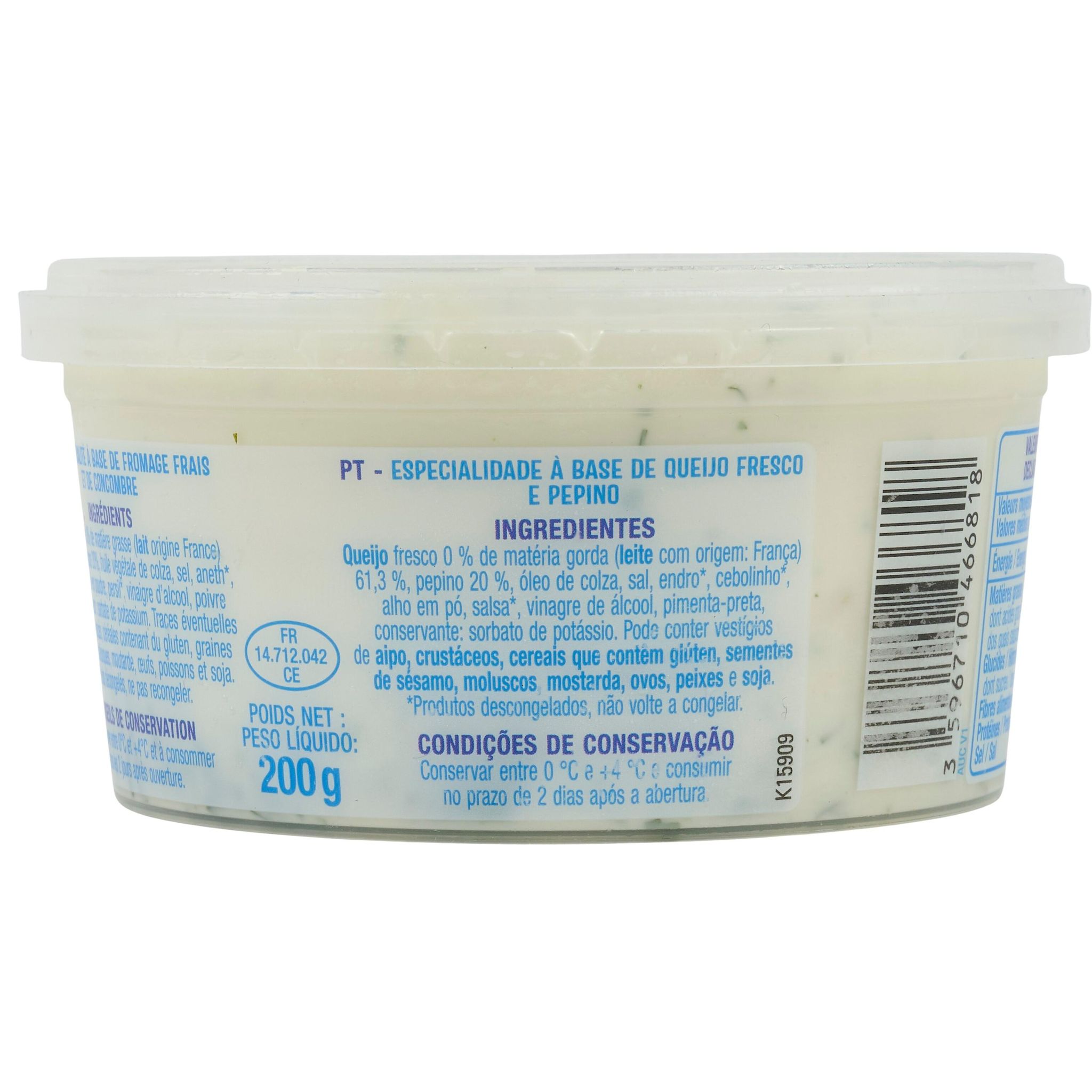 Voir la diapositive 2 : AUCHAN Tartinable tzatziki fromage frais et concombre 200g