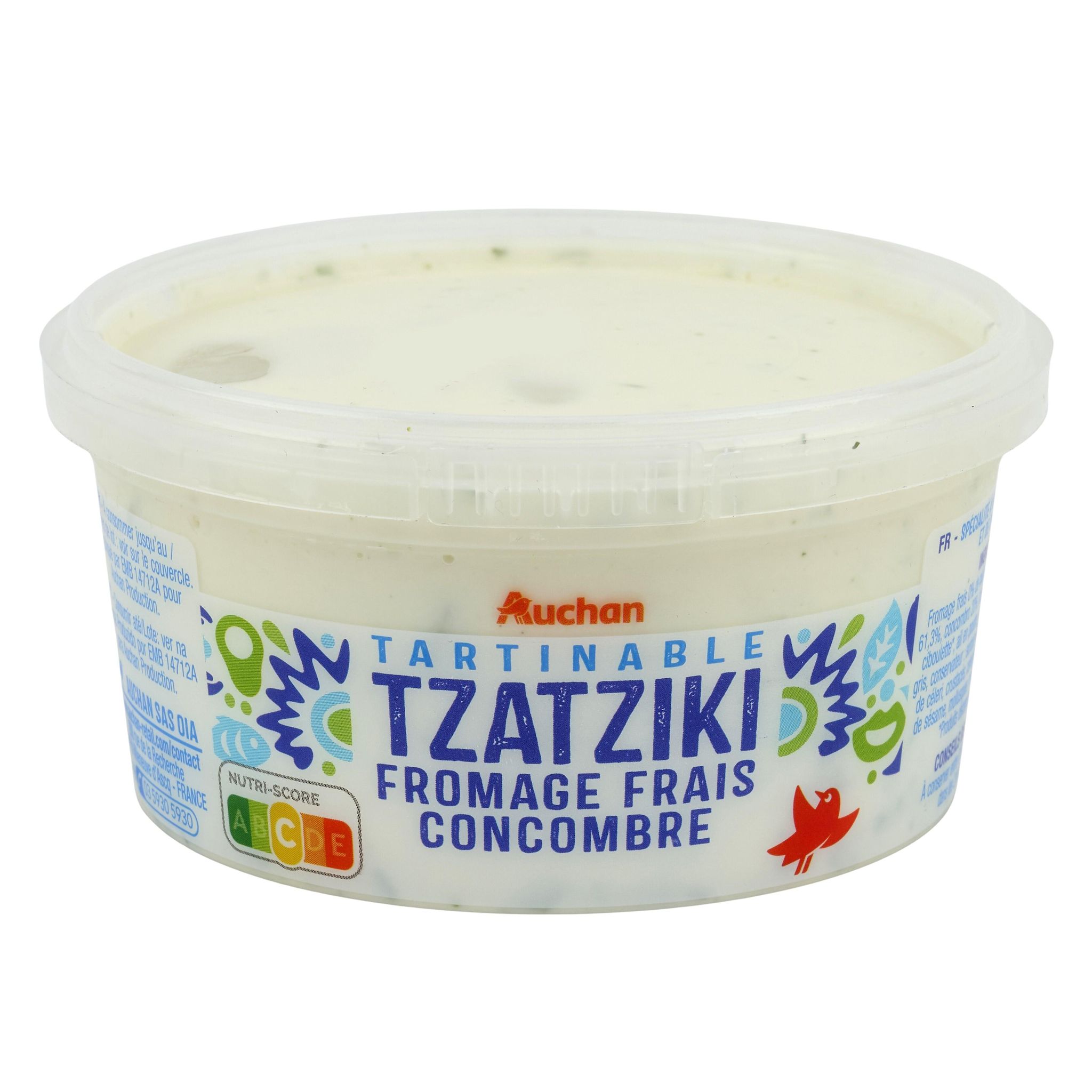 Voir la diapositive 3 : AUCHAN Tartinable tzatziki fromage frais et concombre 200g